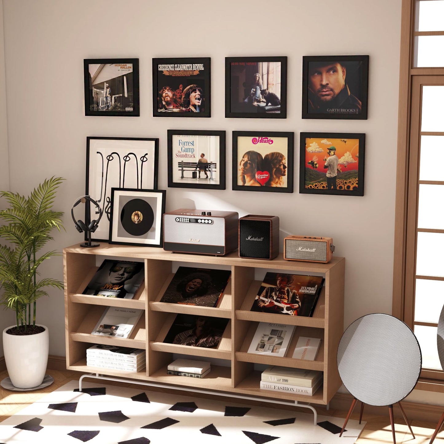 Emfogo 4 Pack Vinyl Record Frame for the Wall, Wall-Mounted Vinyl Record Display Frame, Album Frames for 12x12 Inch LP Album Cover (4 Pack/Black)