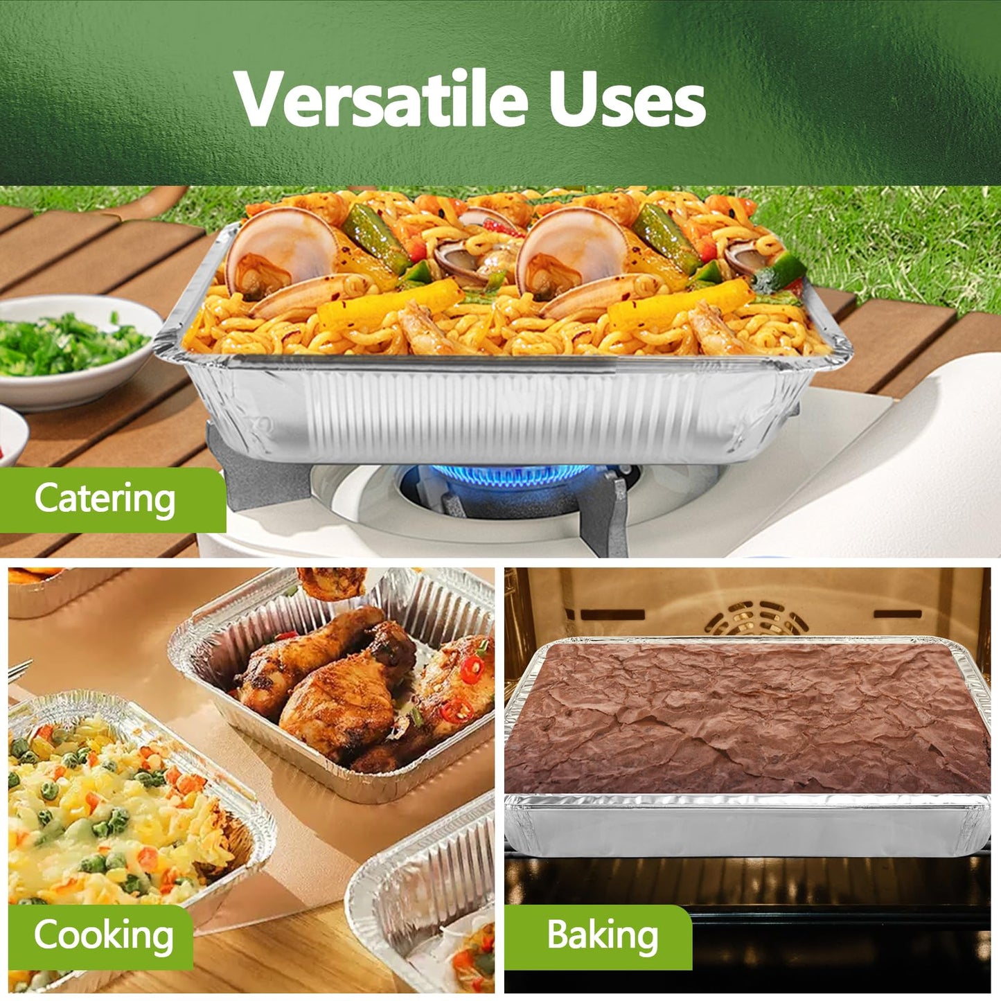 Demiwise Thickened 30 Pack Heavy Duty Aluminum Pans with Lids, 9x13 Aluminum Foil Pans Disposable, Half Size Steam Table Foil Baking Tray for Cooking, Baking, Roasting & Chafing, Carton Packaging