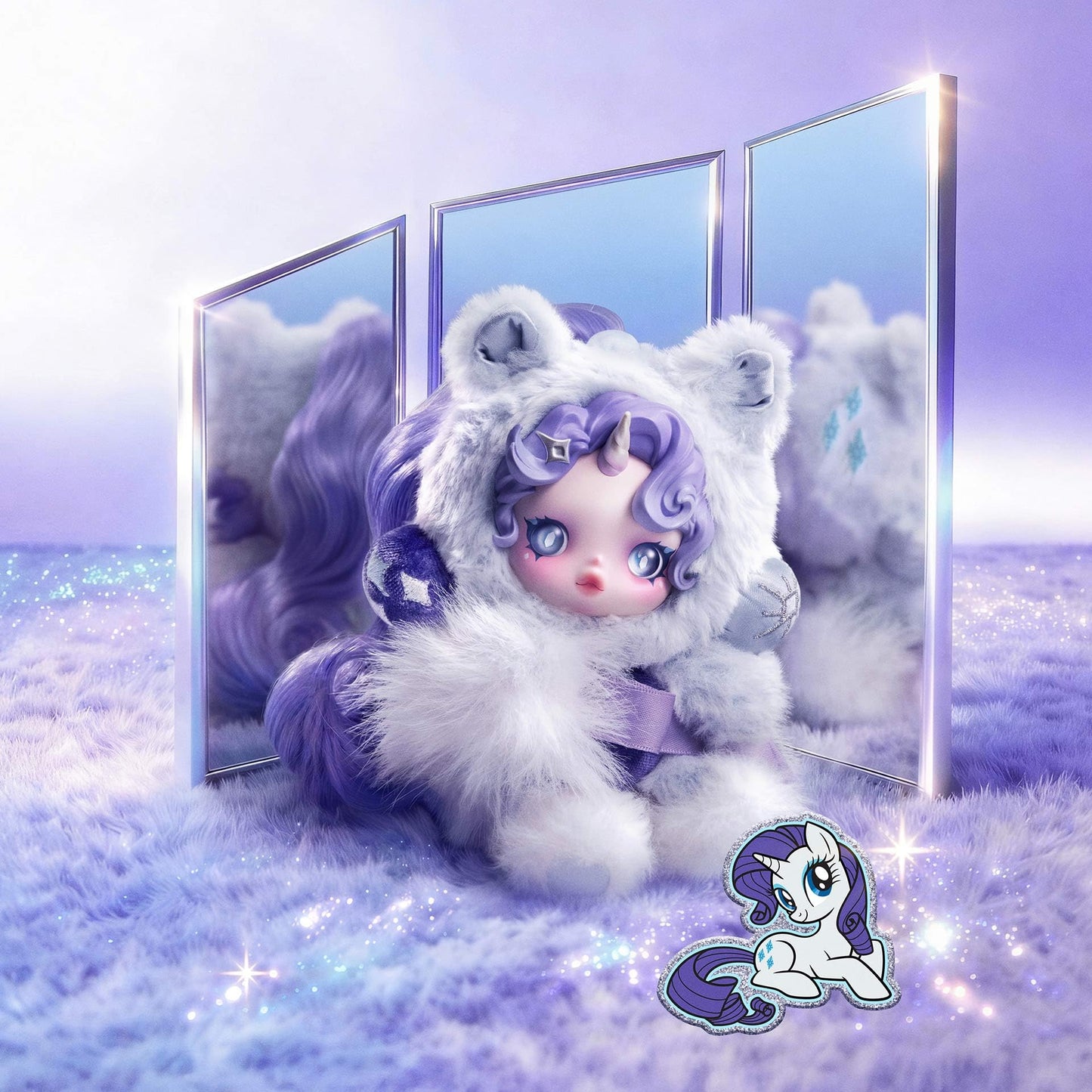 POP MART SKULLPANDA × My Little Pony Series Plush Doll Pendant, SKULLPANDA Blind Box Action Figures, Random Design Collectible Toys for Home Decor, Birthday Gifts for Girls Boys Women Men, Single Box