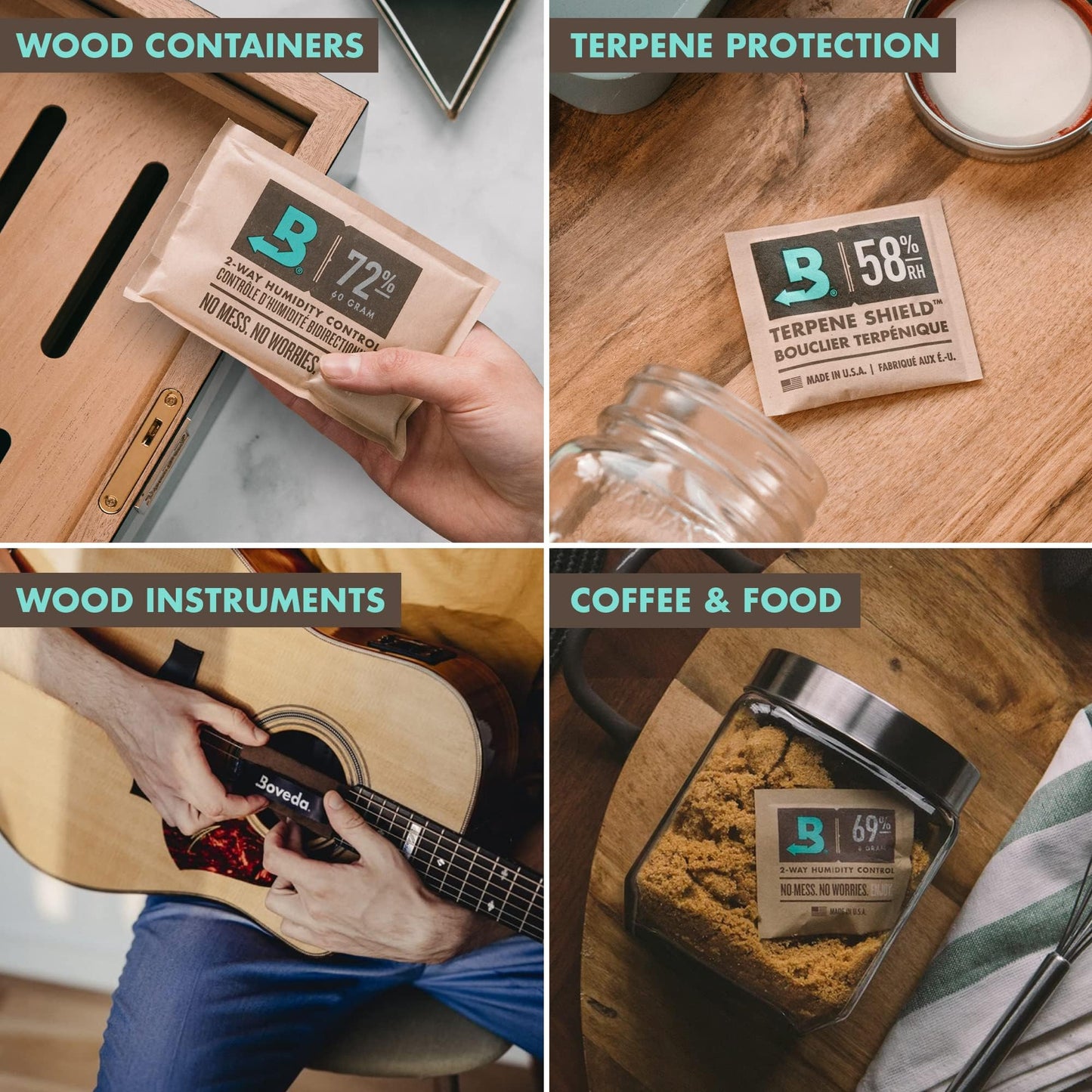 Boveda 75% Two-Way Humidity Control Packs – Size 60 – 12 Pack – Fix Major Moisture Loss/Low RH in Non-Plastic Humidifier – Moisture Absorbers – Individually Wrapped Hydration Packets