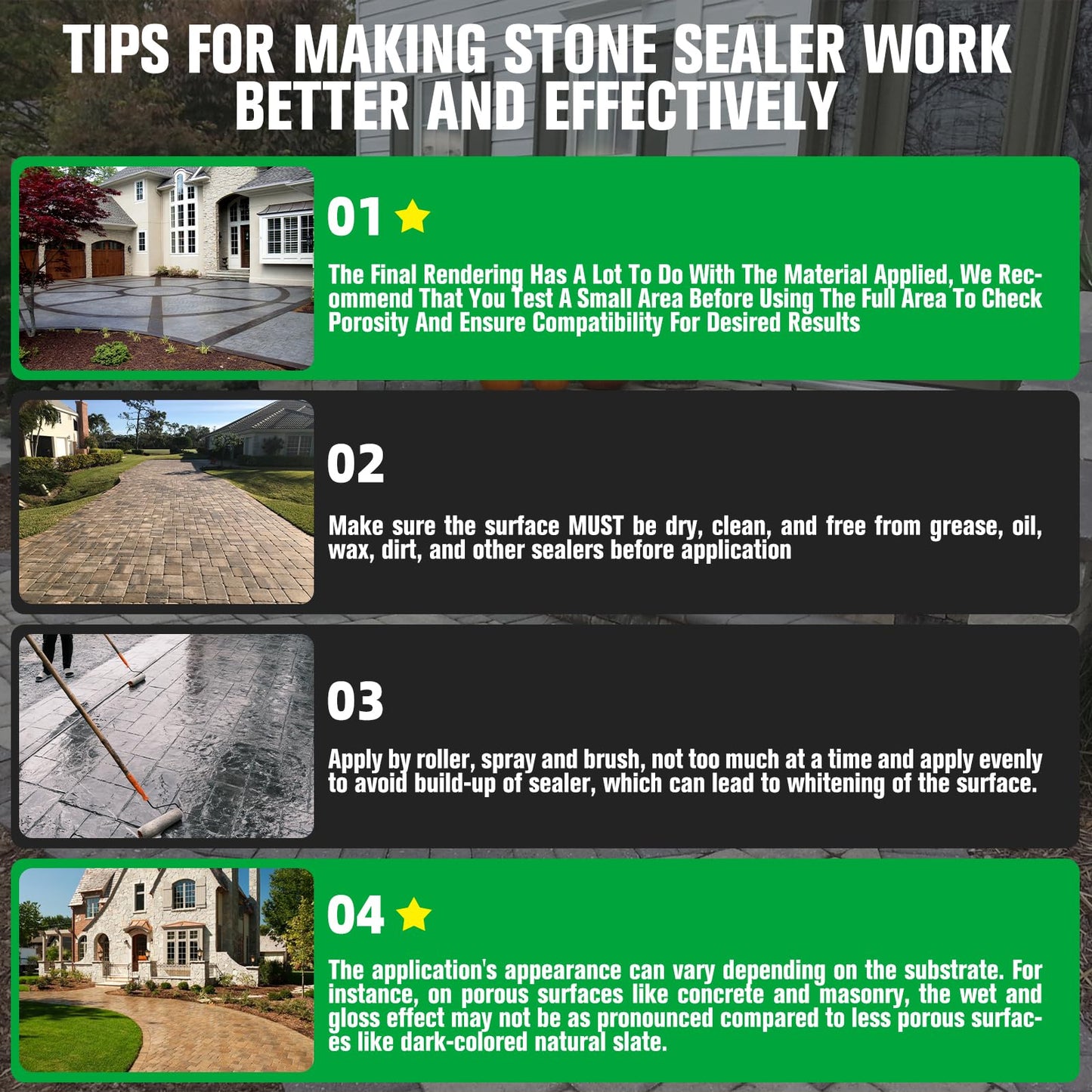 Premium Stone Sealer, 1 Gallon – Max Gloss Wet Look for Pavers, Driveways & Patios – Waterproof & UV Resistant, Long-Lasting Protection with Enhanced Color for Natural Stone Surfaces