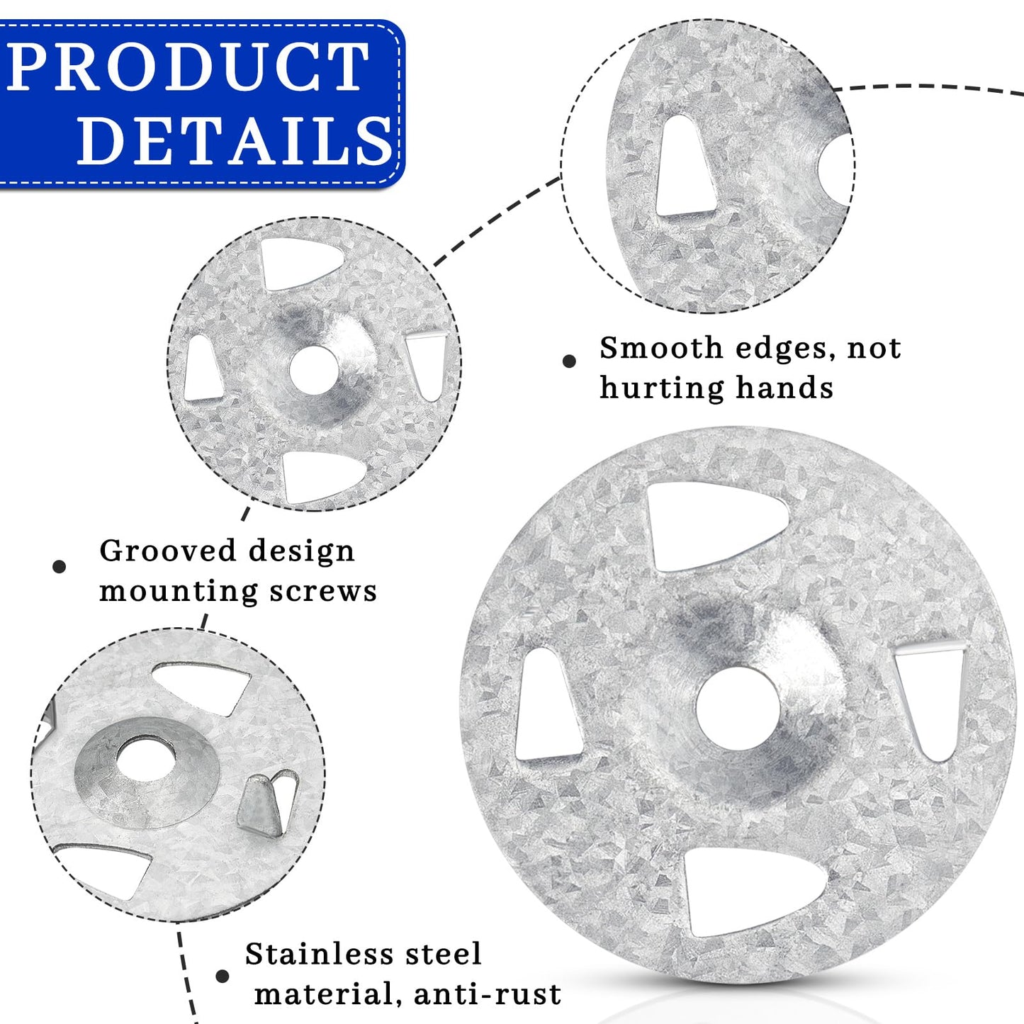 Washers for Installation of Foam Board Panels 1-1/8 Inch Galvanized Steel Washer for Fixing Fastening Installation(2000 Pcs)