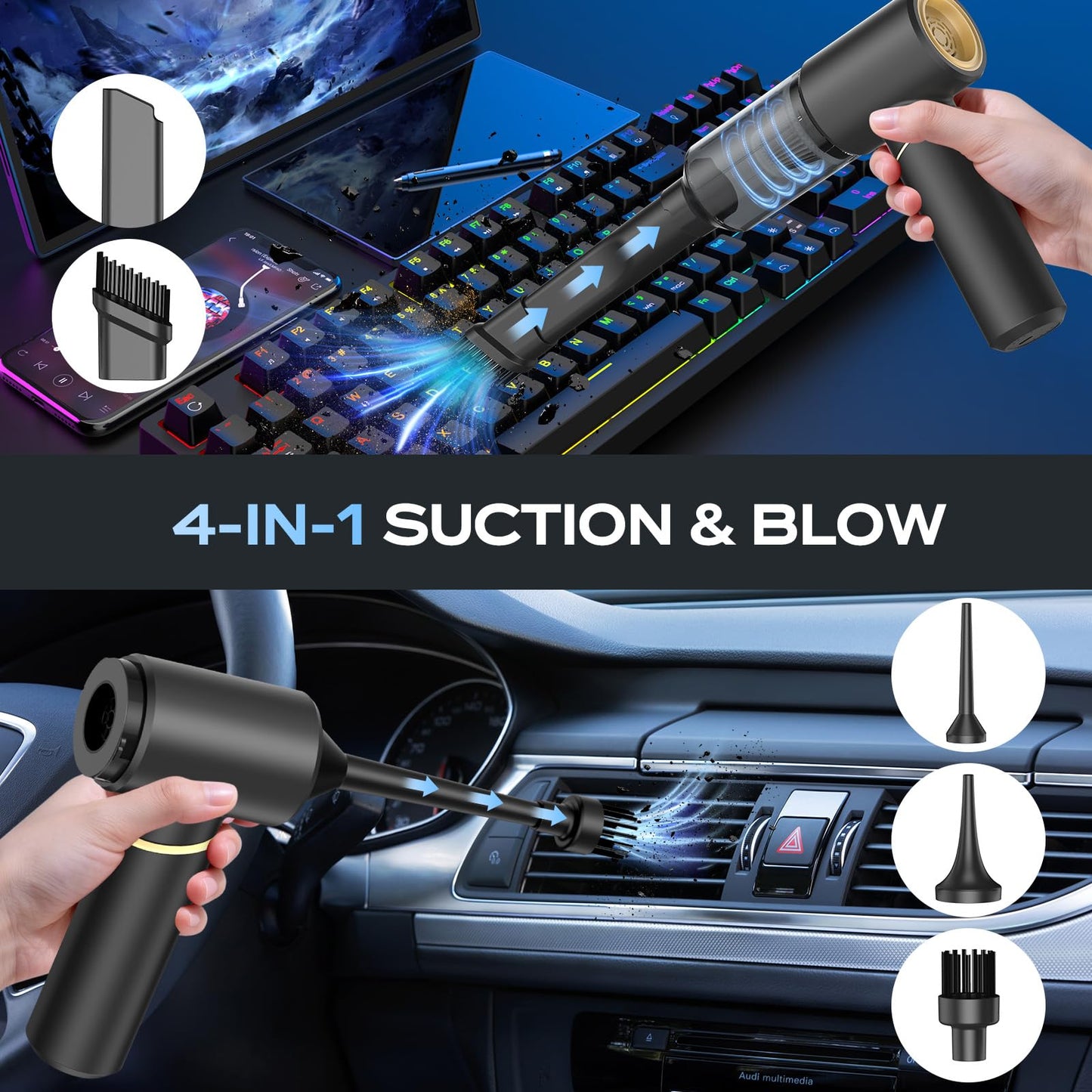 BSRCO Handheld Vacuum Cordless Rechargeable – 12Kpa Strong Suction