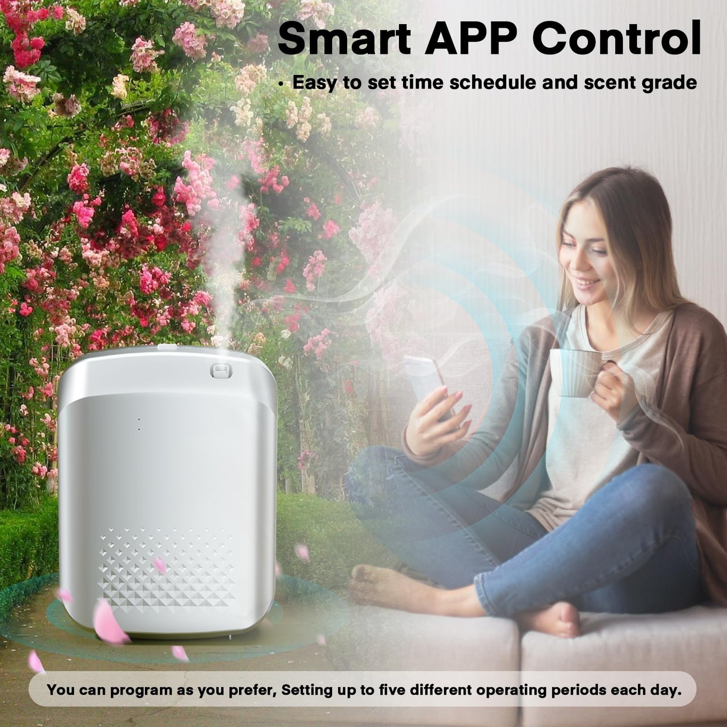 Smart Waterless Diffuser Air Machine, Scent Diffuser with Smart Cold Air Tech, 150ML Capacity and 1500 Sq Ft Coverage, Scent Dispenser for Large Room, Offices, Hotel and Spa