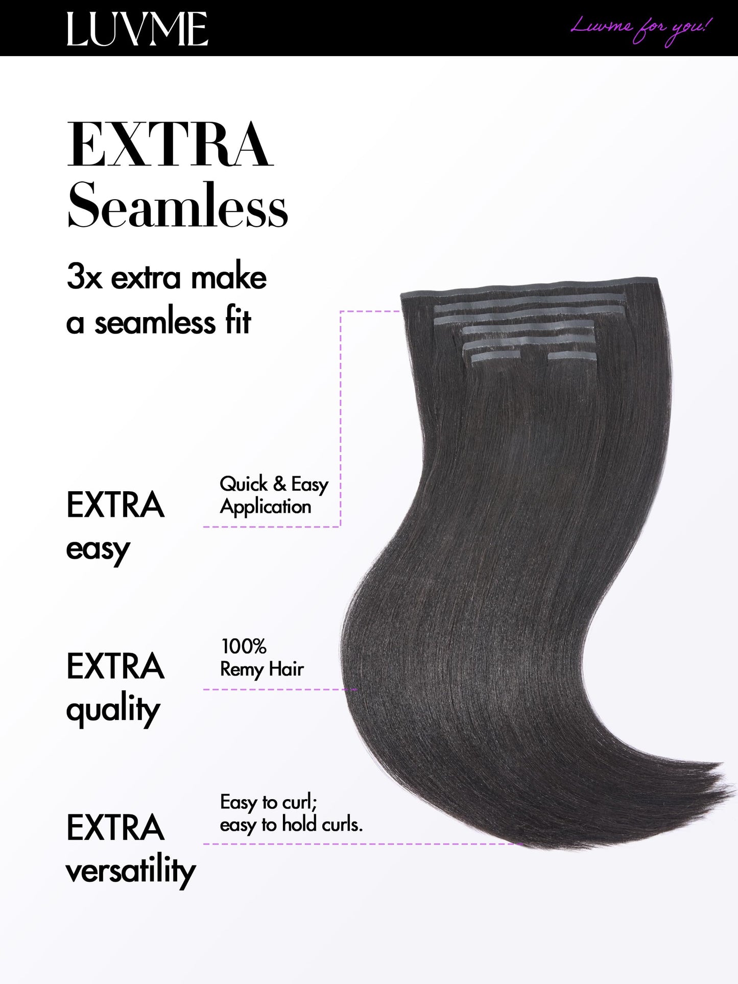 LUVME Yaki Straight Seamless 110g 7Pcs Clip in Hair Extensions Full Max with 18inch Remy Human Hair Extensions, Natural Black 100% Real Soft Human Hair Extensions
