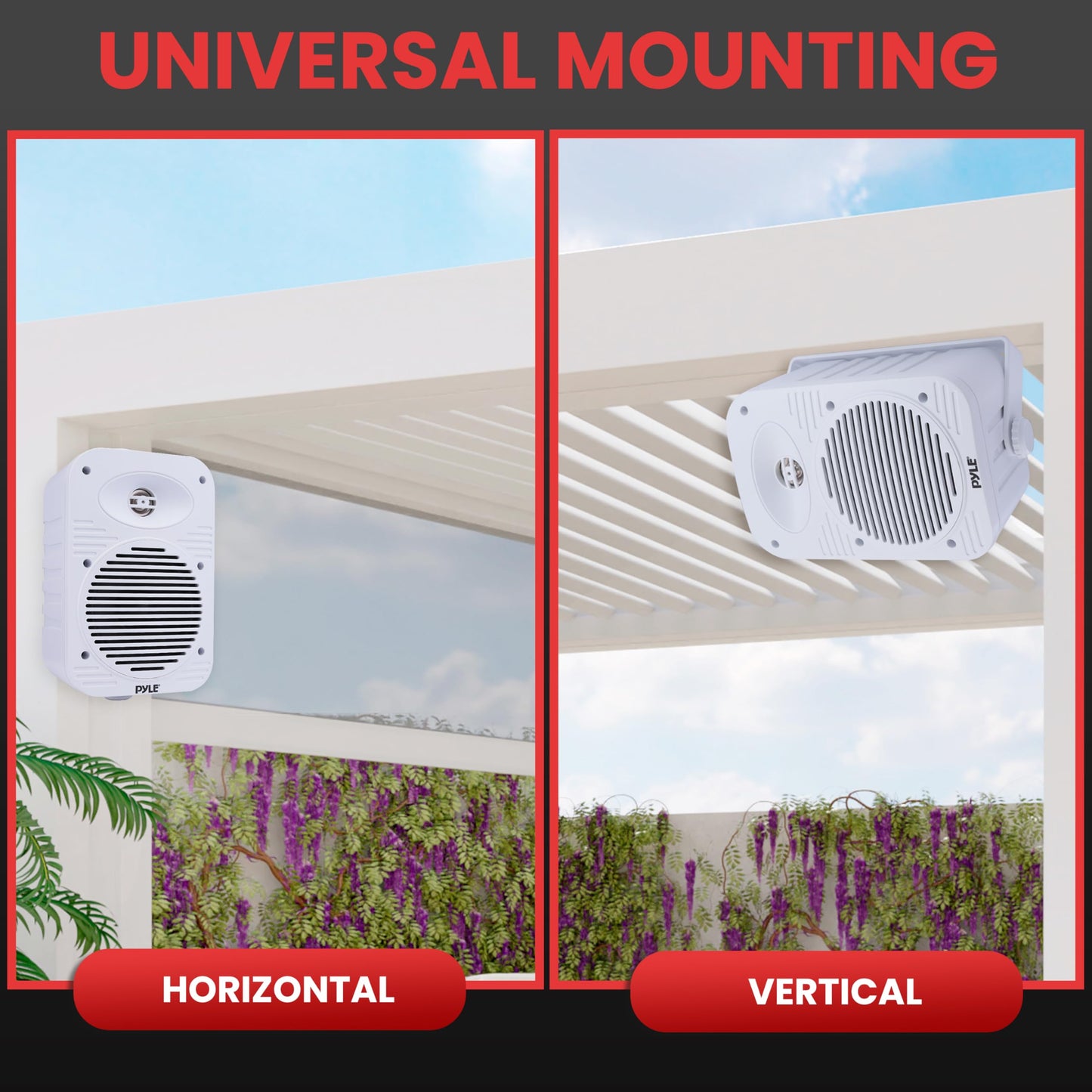 Pyle 500 Watt Bluetooth Indoor Outdoor Speakers Pair - Dual Waterproof 5.25” 2-Way Full Range Speaker System w/ 1/2” High Compliance Polymer Tweeter | Home, Boat, Marine, Deck, Patio, Poolside (White)