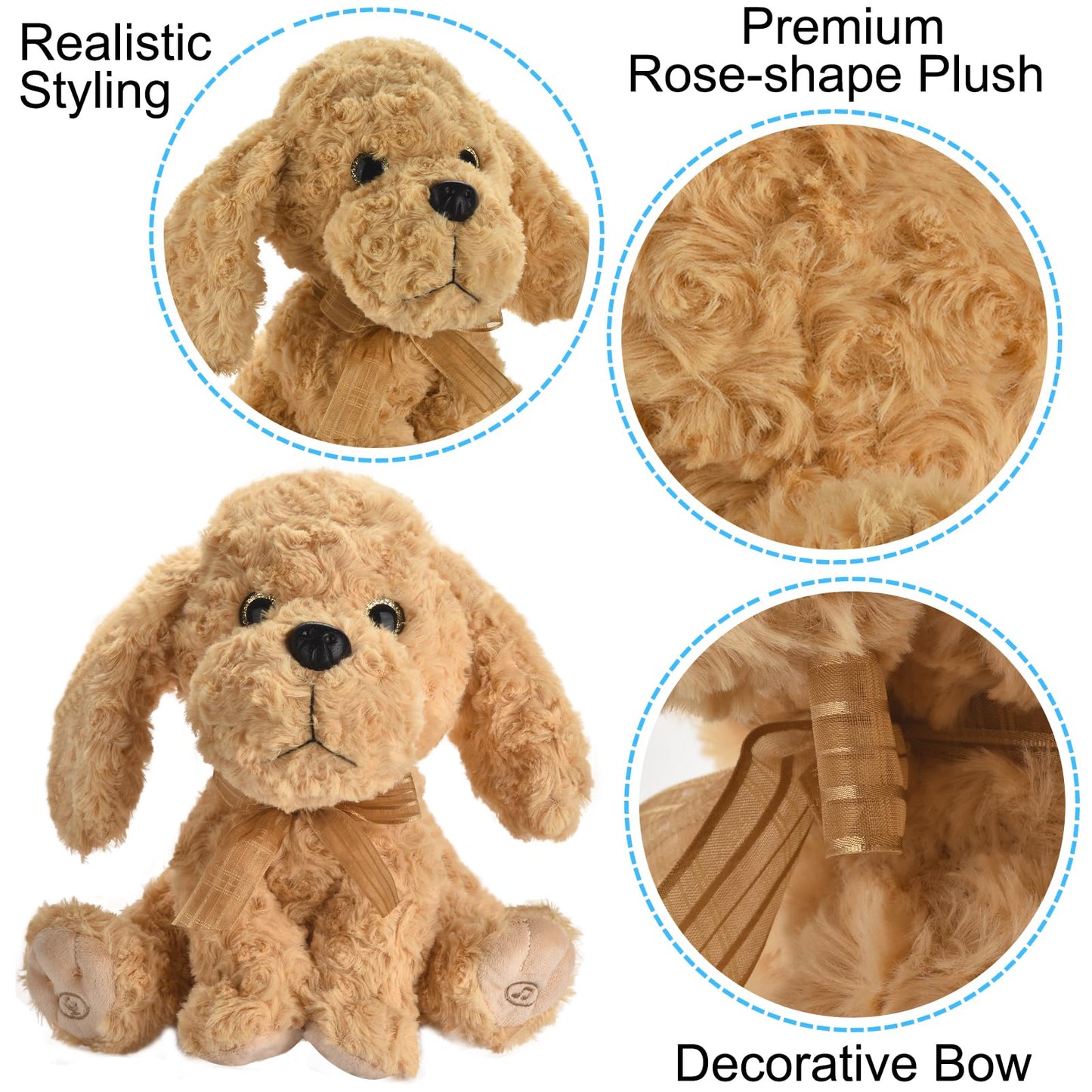 GOBRILLFUN Interactive Singing Plush Toy - Dog Stuffed Animals Record & Repeats What You Say, 8 Songs, Head & Ear Movements, Birthday for Toddlers Age 3 4 5 6 (10.2' Goldendoodle Toy)