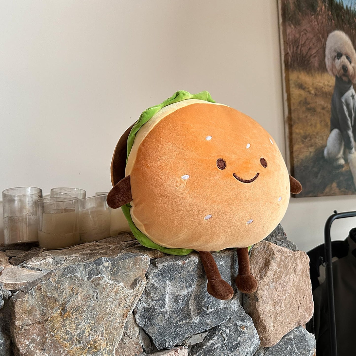 Goylmc Hamburger Plush Pillow - Hamburger Stuffed Pillow - Food Plush Pillow - Home Decoration Christmas Birthday Gift for Kids Boys Girls (13.7")