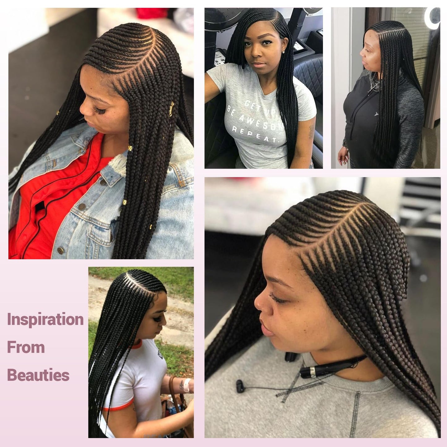 Janyuwool 13x8 HD Lace Front Braided Wigs Lace Frontal Box Braided Wigs for Black Women Human Hair Blended Side Parted Black Cornrow Lace Braid Wig with Baby Hair (30inch)
