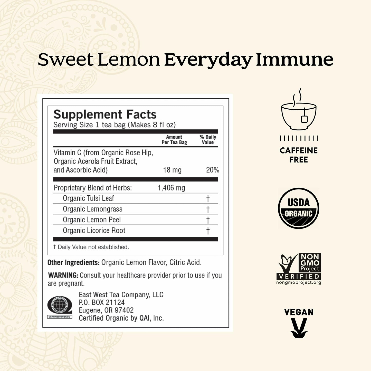 Yogi Tea Sweet Lemon Everyday Immune Tea - 16 Tea Bags per Pack (6 Packs) - Daily Immune Support Tea - Delicious Lemon Tea Bags - Includes Tulsi, Lemongrass, Rose Hip, Lemon Peel & More