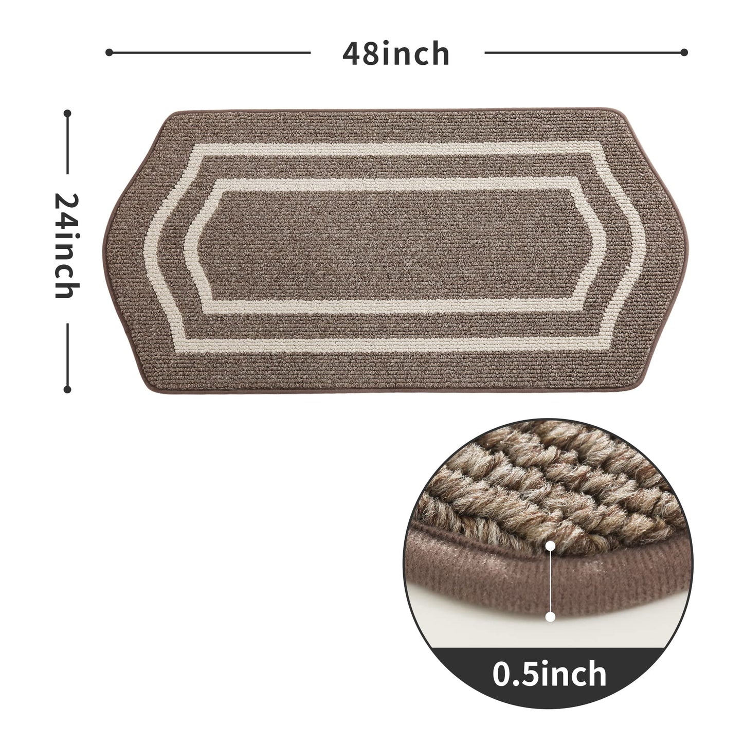 COSY HOMEER Long Kitchen Floor Mats for in Front of Sink Super Absorbent Kitchen Rugs and Mats 24"x48" Non-Skid Kitchen Mat Standing Mat Washable,Polypropylene,Brown,Frame