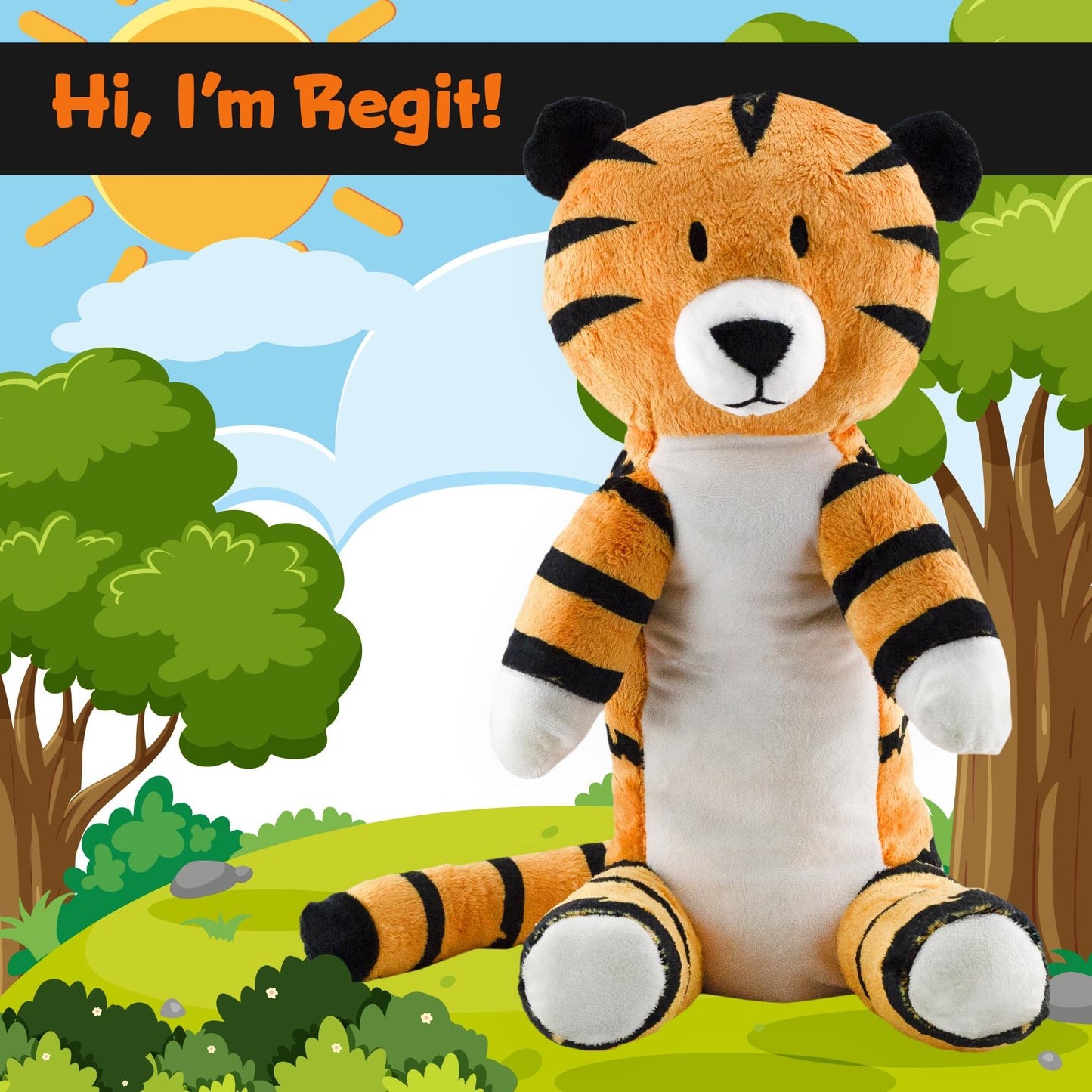 Regit The Plush Tiger Toy, 17-Inch Tall Striped Sitting Tiger
