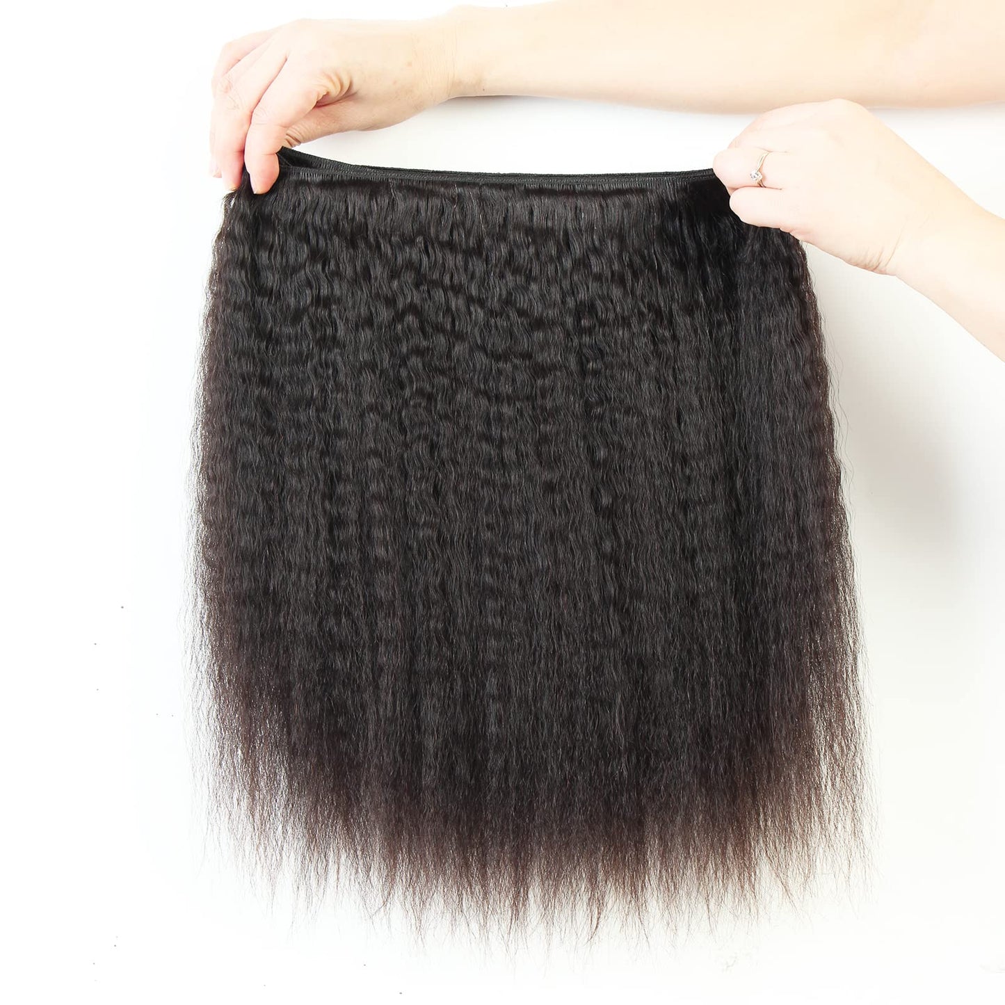 LINYINGYH 12a Kinky Straight Bundles Human Hair Yaki Straight Bundles Weave Remy Hair 12 14 16 inch Unprocessed Brazilian Virgin Human Hair 3 Bundles Extensions Natural Color