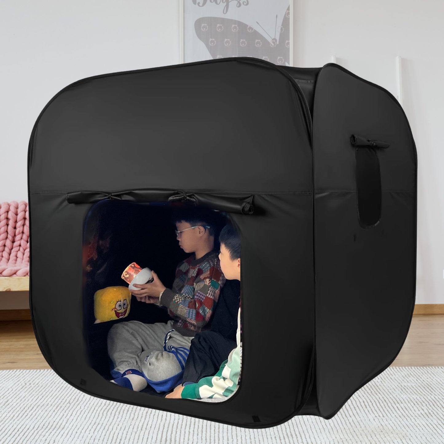 lukidoki Sensory Tent for Kids & Adults with Autism, ADHD, SPD - CPC Certification Extra Big 47x47in Calm Corner Helps Children Relax, Reduce Anxiety - Portable Pop-up Blackout Hideout Play Tent Toys