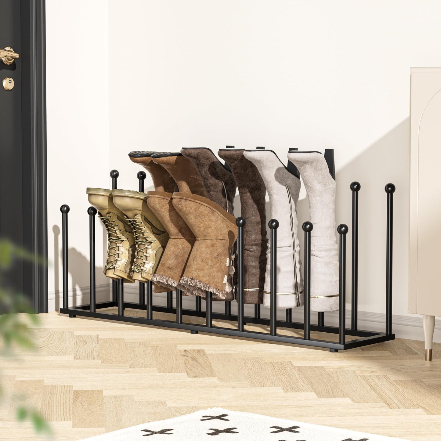 pickpiff Free Standing Shoe Racks - Black Metal Boot Rack Organizer Tall Boots for Dorm Room, Closet, Entryway, Bedroom, Patio Outdoor, Hallway, Black, Shoe Storage Fit for 10 Pairs