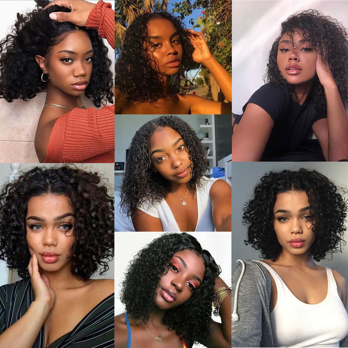 JTdebade 10 Inch Kinky Curly Human Hair Bundles With Closure Brazilian Virgin Human Hair 4 Bundles Natural Black Color 100% Unprocessed Curly Wave Human Hair Extensions（10 Inch Curly*4+12 Closure）