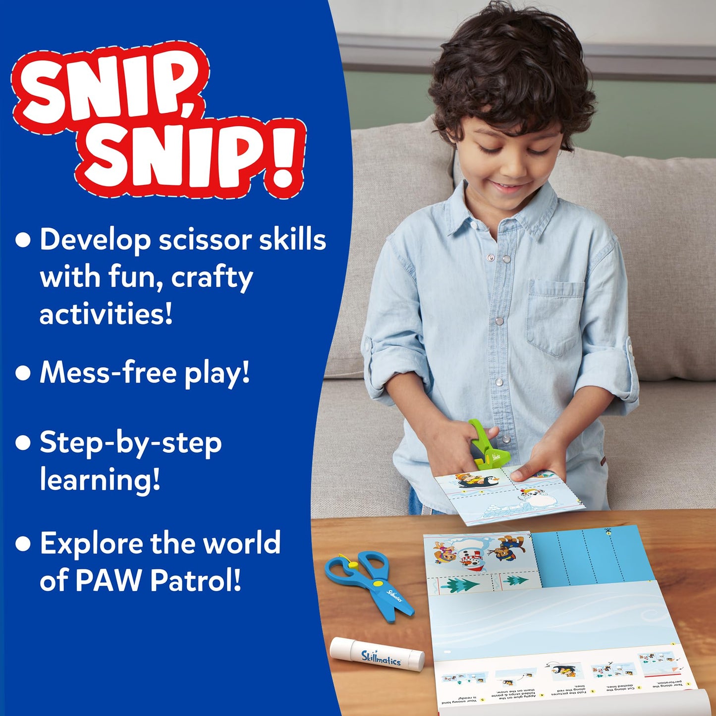 Skillmatics - Scissor Activity Book - Snip Snip PAW Patrol, 25 Fun Cutting Activities & Creative Activities for Preschoolers, Fine Motor Skills, Craft Kit