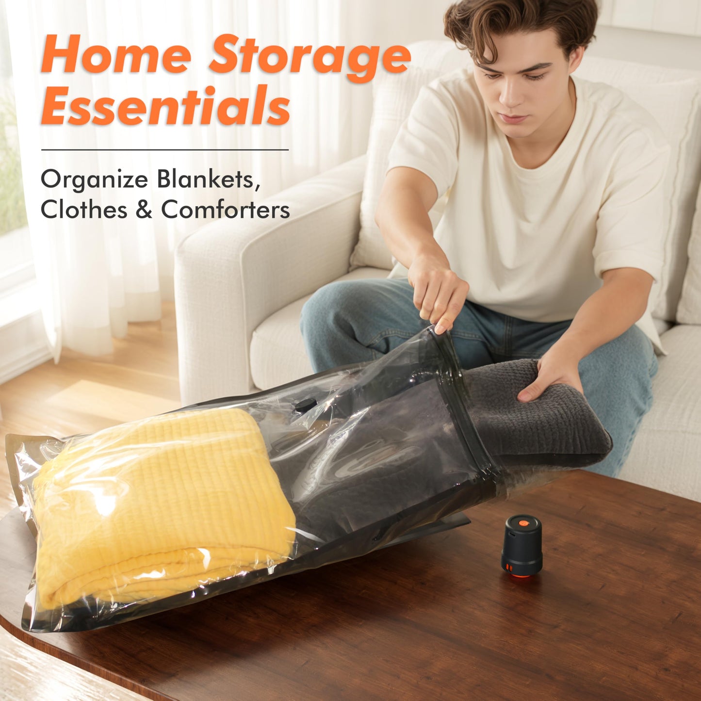 GONGSHI Vacuum Seal Bags for Clothing Travel & Home Storage, Travel Vacuum Bags with Pump,Space Saver for Blankets, Comforters, Pillows, Clothes,18 Combo
