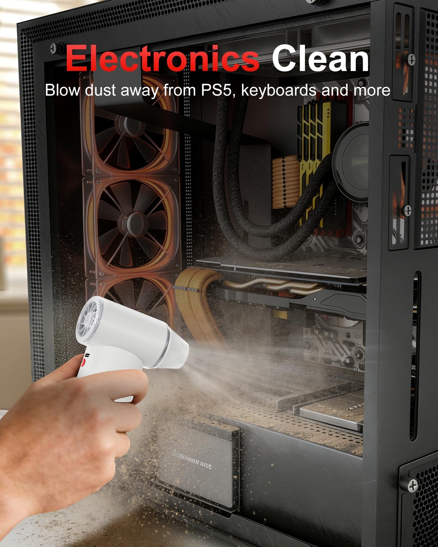 GOOLOO F3 Electric Air Duster- 150000RPM 52m/s Super Power Car Duster, Variable Speed Air Duster Rechargeable with Fast Charging, Mini Dust Blower for Computer, Keyboard, House, Outdoor and Car