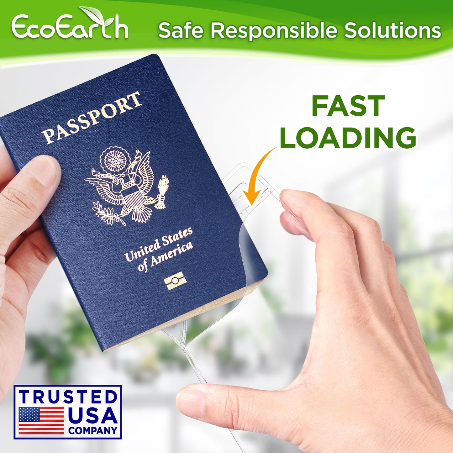 EcoEarth Passport & Identification Card Holders with Soft Edge (Clear, 4x6 Inch, 250 Pack), Extra Large Vertical ID Holder, Zipperless Plastic Name Badge Holders