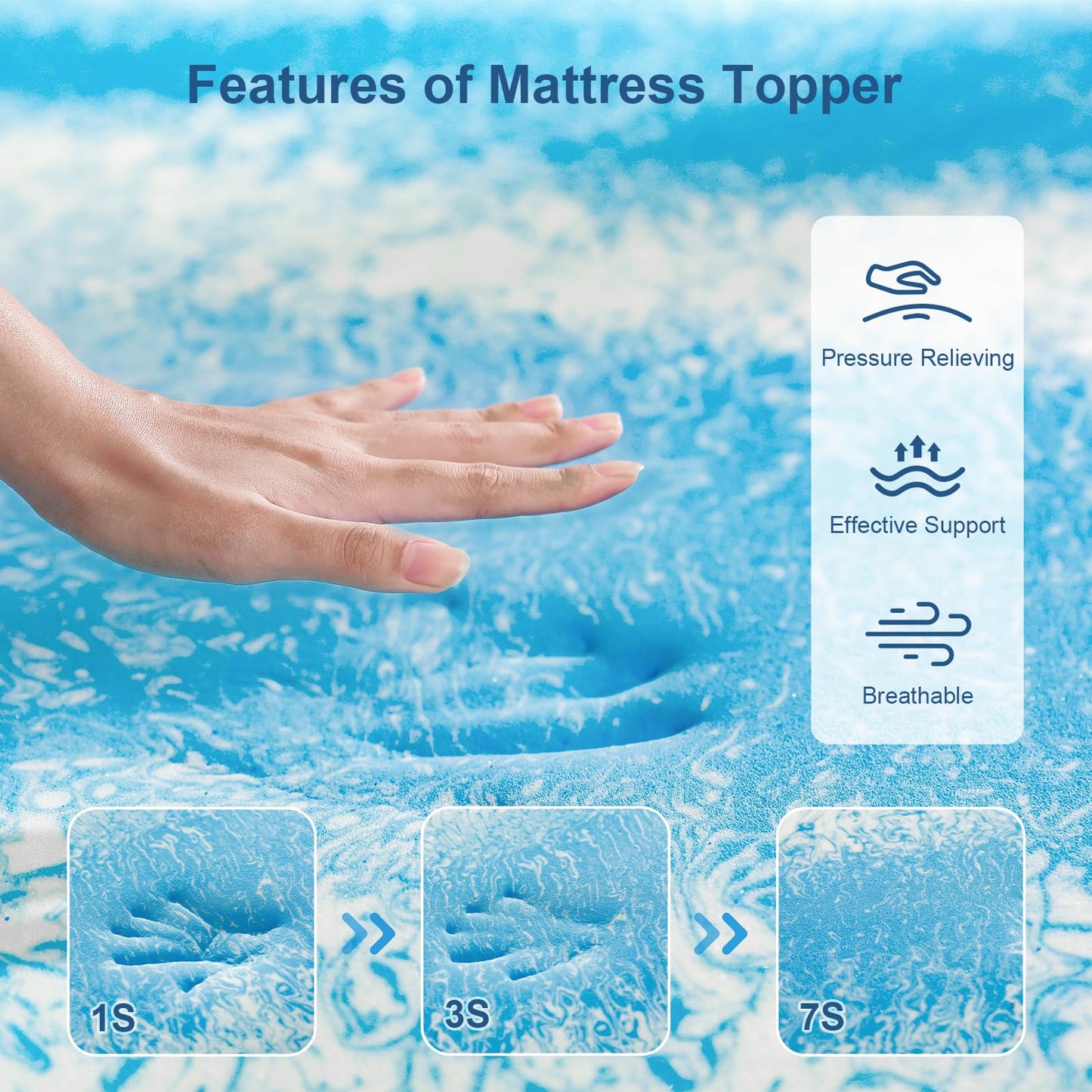 Bynex 2 Inch Gel Memory Foam Mattress Topper, Full Size Cooling Bed Topper for Back Pain & Pressure Relief