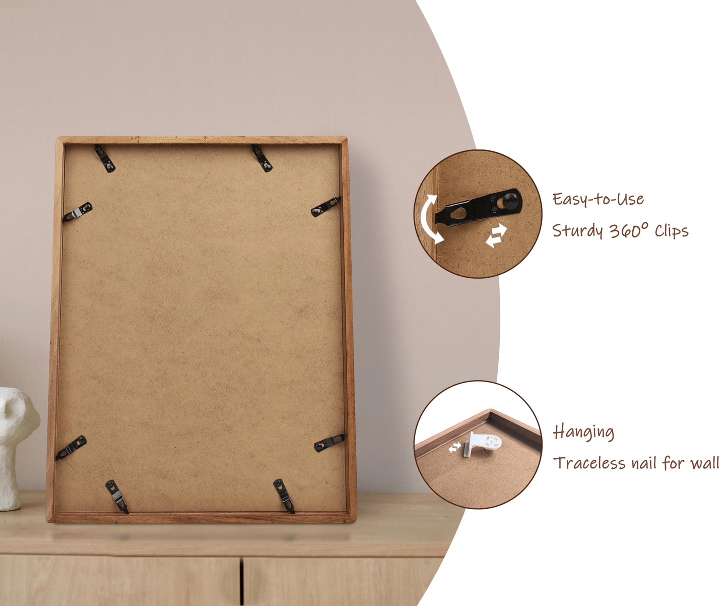 Gdfmsc 11x14 Picture Frame with Mat for 5x7/8x10, Natural Walnut Wood Handcrafted Rounded Corner with Real Glass, Vertical or Horizontal Display Photo Gallery Wall Mounting Frame