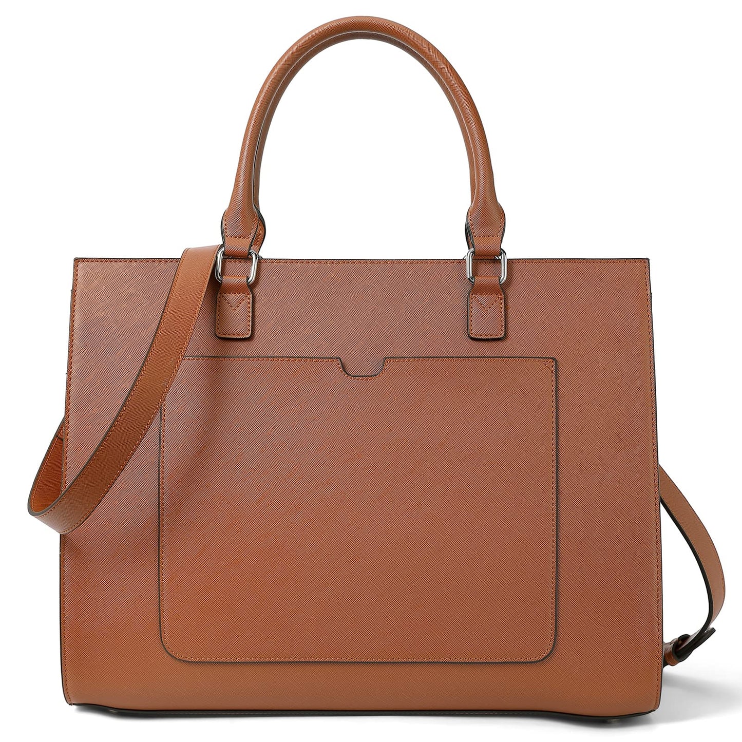 BROMEN Womens Briefcase Leather 15.6 inch Laptop Shoulder Bag Business Tote Handbag Brown