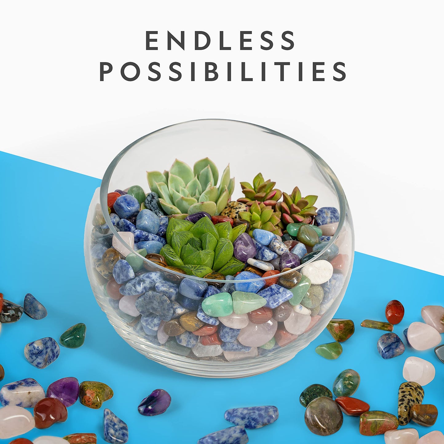 National Geographic Premium Polished Gemstones - 5 Pounds of 1/2-Inch Stones and Crystals, Use for Aquarium Gravel, River Rock, Pebbles for Plants, Vase Fillers, STEM Rock Collections for Kids