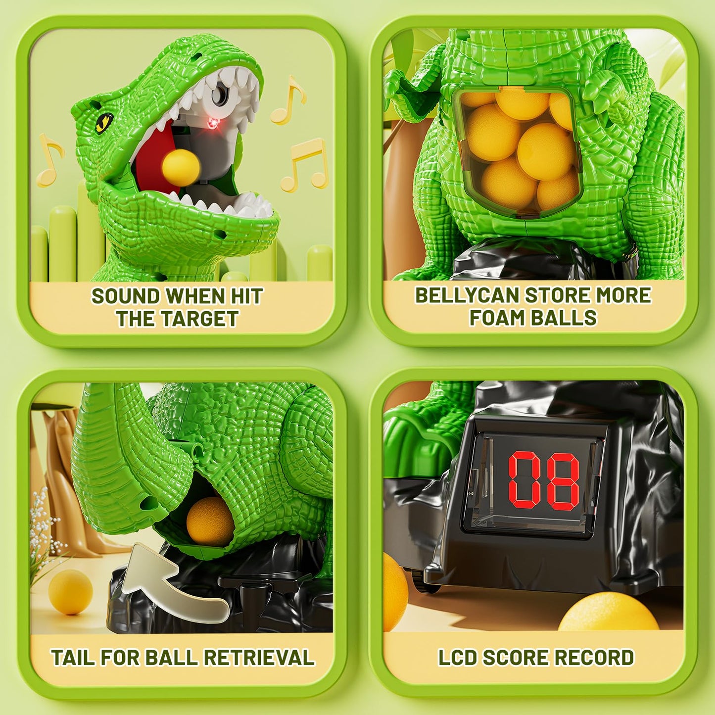 NIPLOOOW Moveable Dinosaur Shooting Toys for Kids 3-8 Years, Movable Shooting Target Toy with Air Pump Guns, Interactive Competition Game for Boys and Girls Ages 3 4 5 6 7 8 Years Old