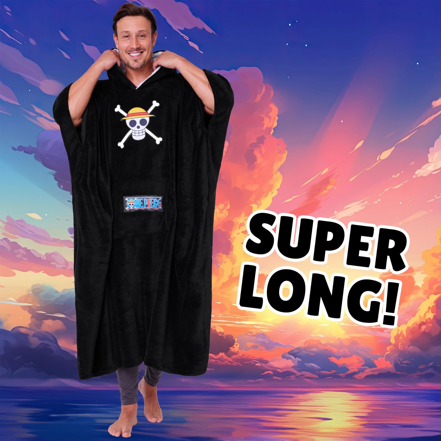 One Piece Hoodie Blanket for Adults and Teenagers Cosy Oversized Wearable Blanket One Size Sherpa Hood Gifts for Him