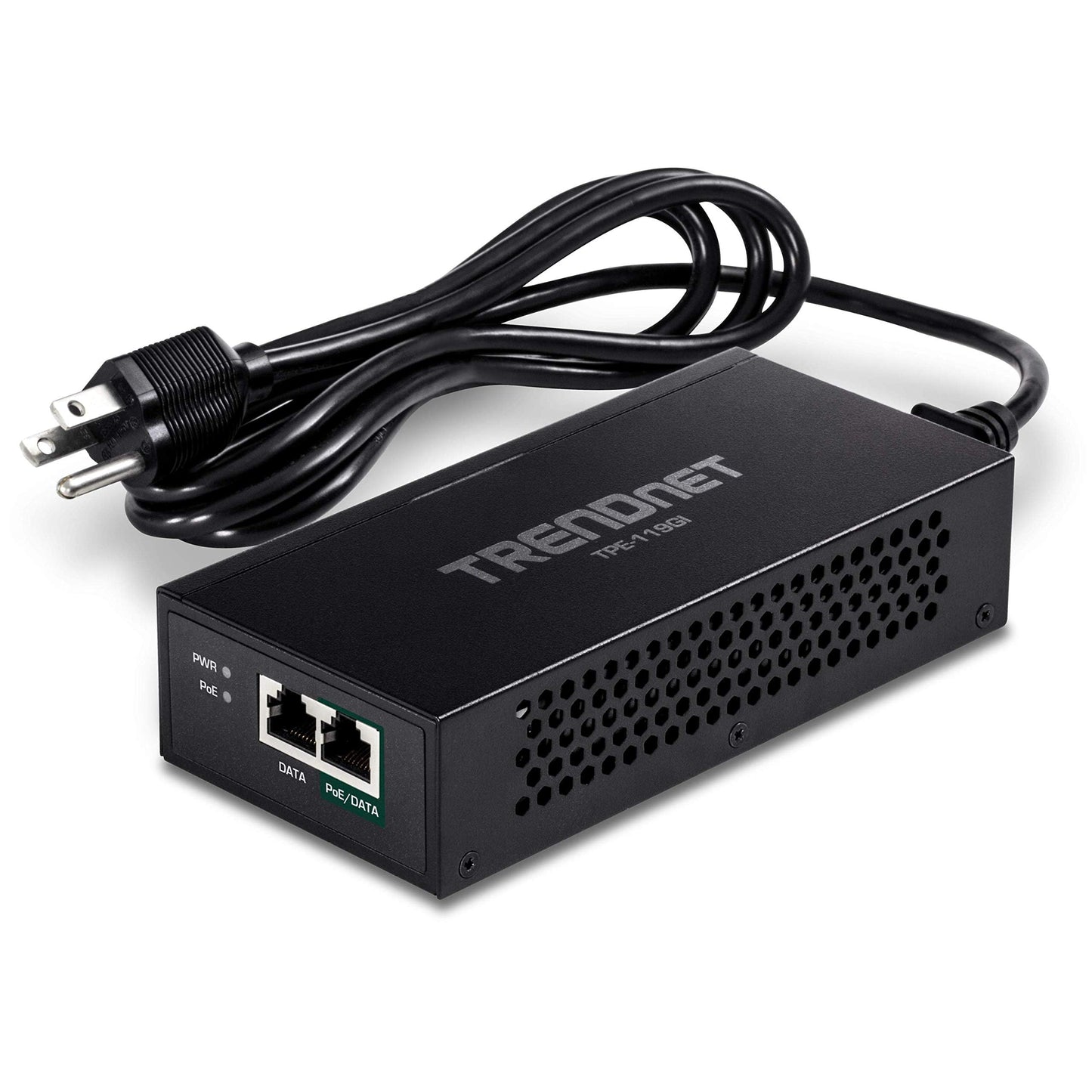 TRENDnet Gigabit PoE++ Injector, TPE-119GI, NDAA + TAA Compliant, Supports 15.4W, 30W, and 95W, Up to 100m(328 ft), Integrated Power Supply, IEEE 802.3af/at/bt, Black