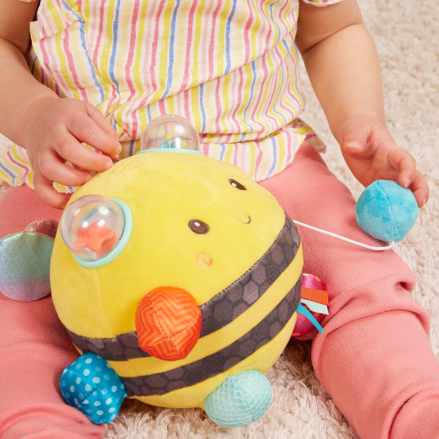 B. toys – Sensory Plush Bumble Bee with Fun Features, Interactive Play, Bumps, Colors, Textures & Sounds, Toys for Infants, Babies – 0+ Months