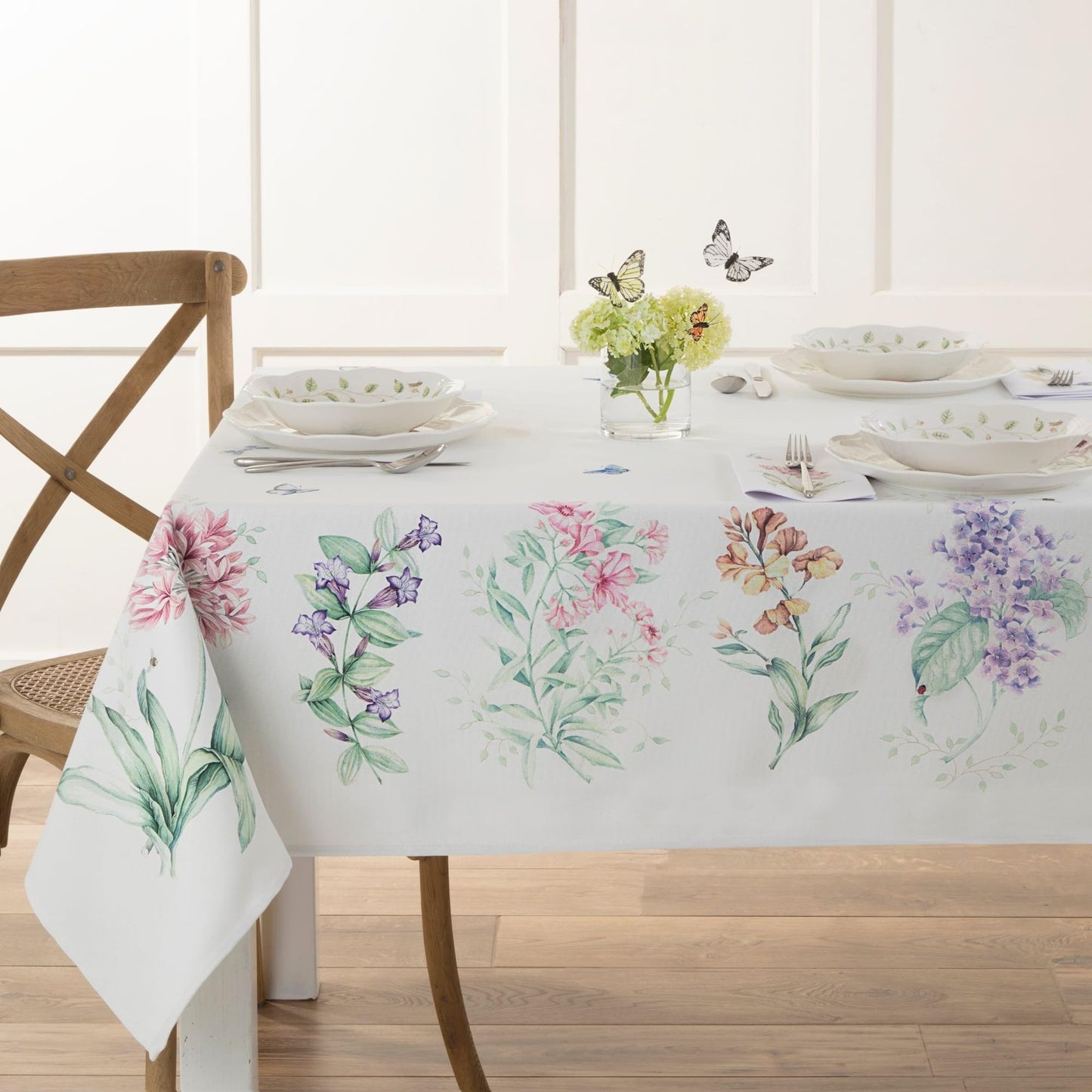 Lenox Butterfly Meadow Garden Tablecloth, Multicolor, 60" W x 120" L