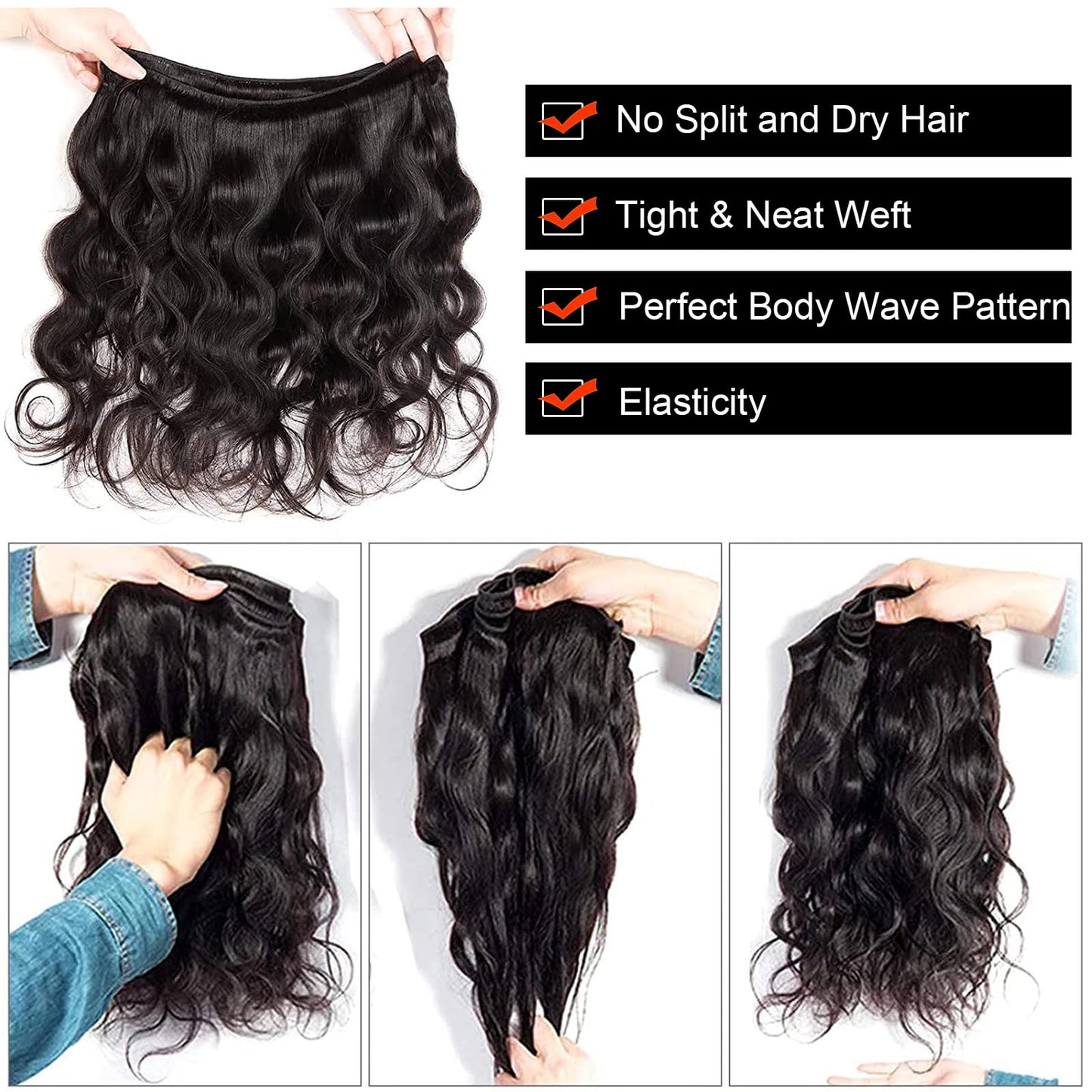 Human Hair Bundles Body Wave Bundles Human Hair 18 20 22 Inch 12A Grade 100% Unprocessed Brazilian Virgin Hair Body Wave 3 Bundles Human Hair Extensions for Black Women Natural Color