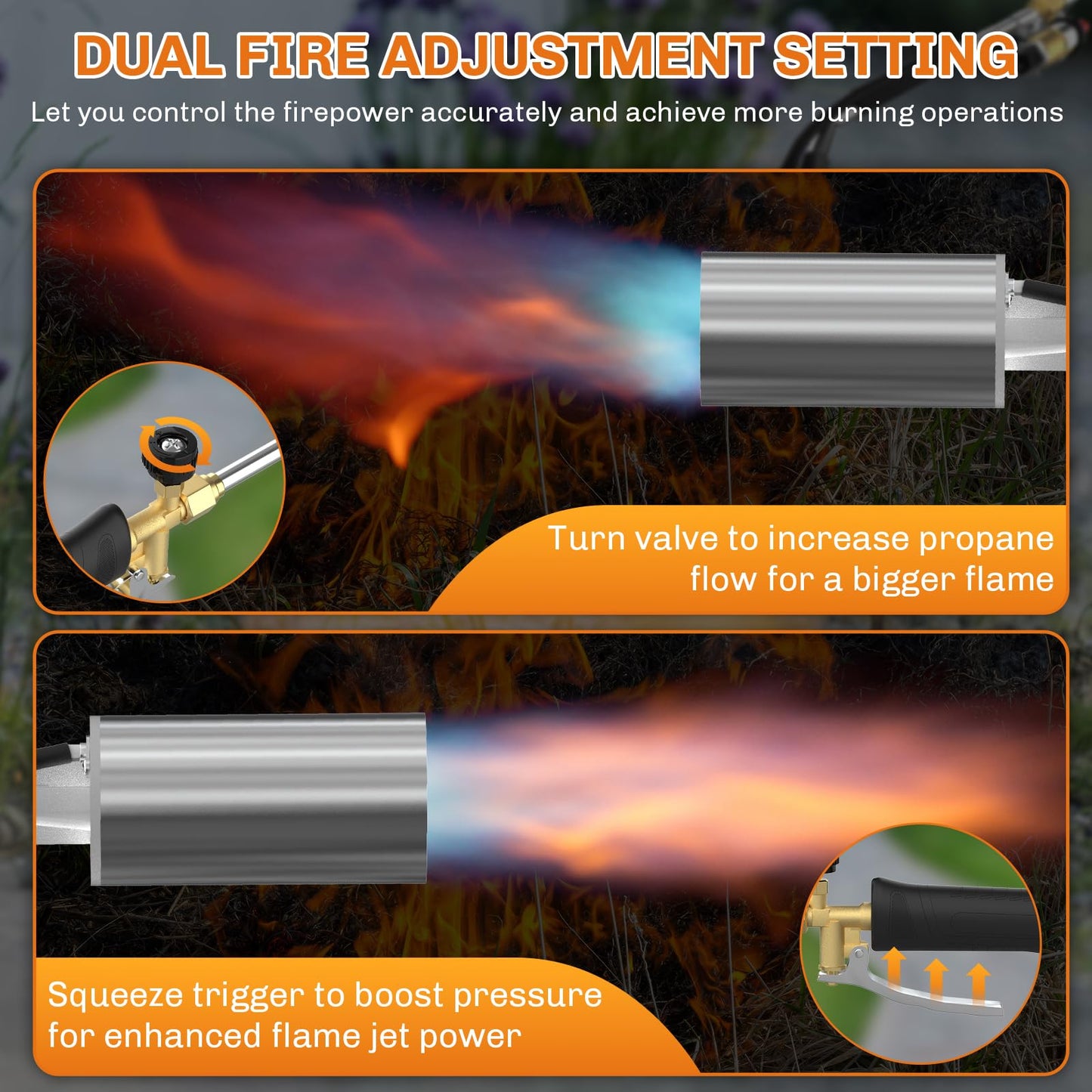 WELLUCK Propane Torch Weed Burner, Weed Torch 1,800,000 BTU Flame Weeder with CGA 510 11.5FT Hose, Heavy Duty Blow Torch with Self Igniter, Flamethrower for Weeding, Barbecue, Asphalt, Snow Melting