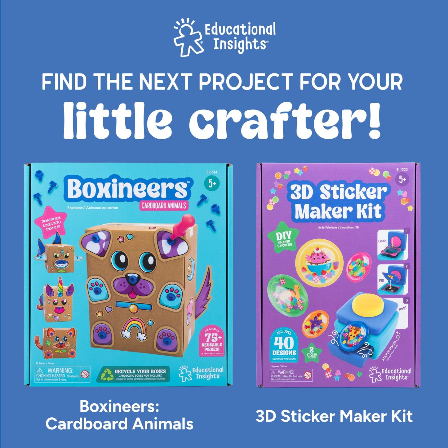Educational Insights Boxineers Cardboard Vehicles - Creative Craft Supplies for Kids Projects, Cardboard Tools for Kids, DIY Fine Motor Activities, Kids Crafts and STEM Construction Kits