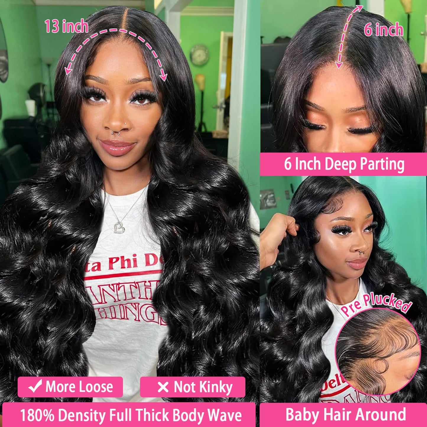 Smabuity 28 Inch 13x6 Body Wave Lace Front Wigs Human Hair Pre Plucked HD Transparent Lace Frontal Wigs Human Hair 180% Density Glueless Wig 100 Percent Virgin Human Hair with Baby Hair for Women