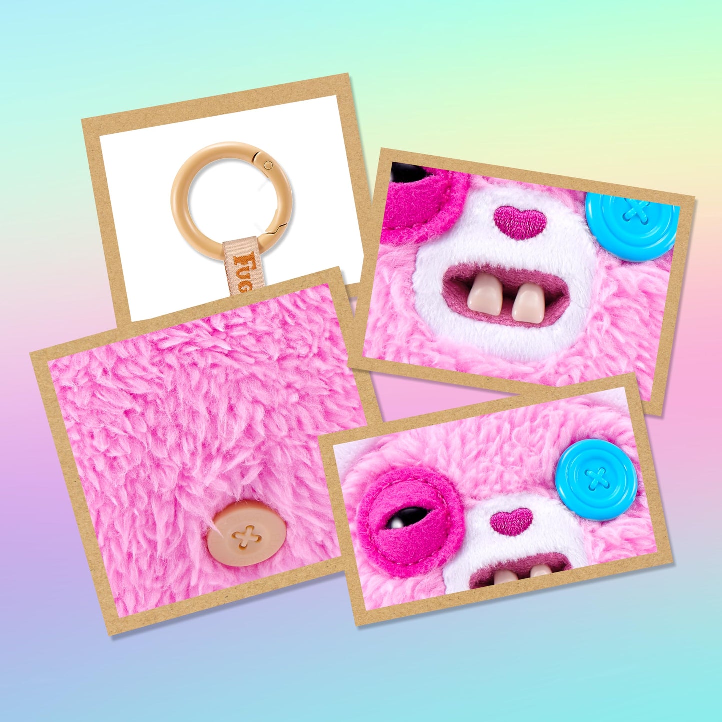 Fuggler Care Bear Keyring 5 Inch Plush Collectible Accessory (6 Pack) by ZURU Featuring Funny Ugly Monster Design with Clip-On Key Ring, Perfect for Bags, Backpacks, and Fans
