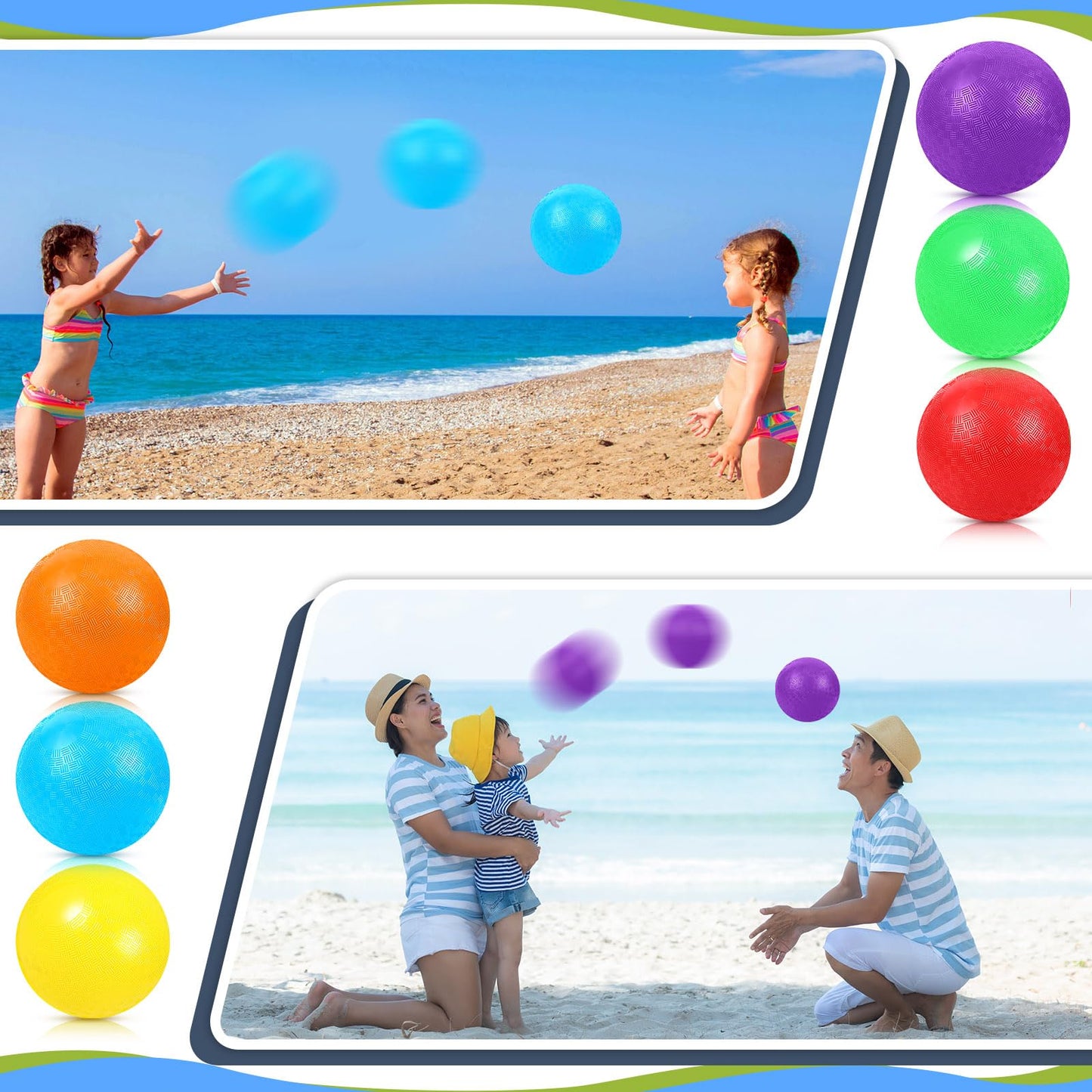 Hiboom 12 Pcs Playground Balls 5 Inch Dodgeball Playground Balls Kick Outdoor Inflatable with 1 Pcs Hand Pump for Adults Yoga Exercise Gym Schoolyard(Multi Color)
