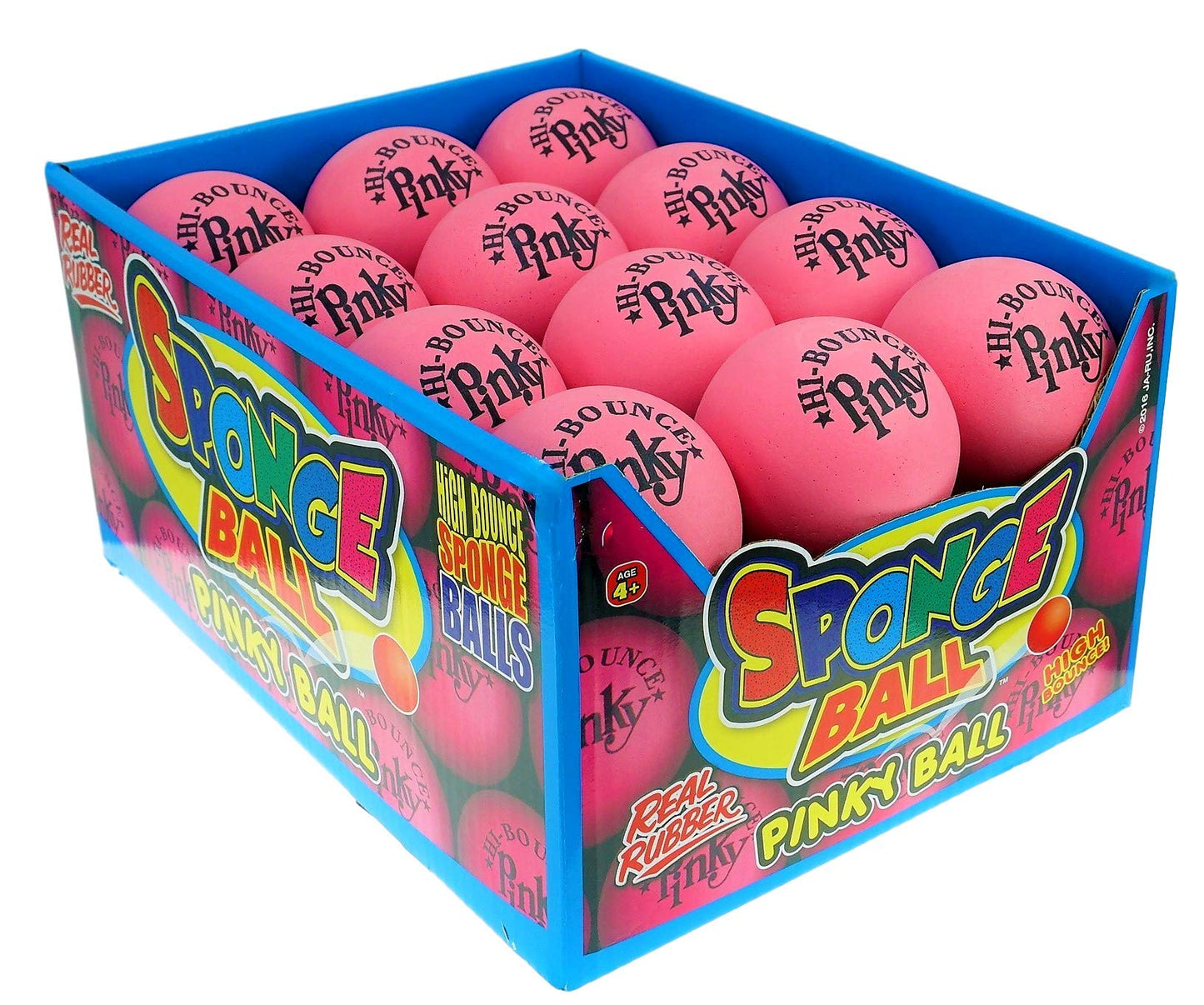 Pinky Ball The Original Bouncy Balls (24 Pack Bulk in Display Box) Hi Bounce Rubber Pink Ball for Kids and Adults. Massage Ball and Party Games Gift Supply by JA-RU. 976-24-PE