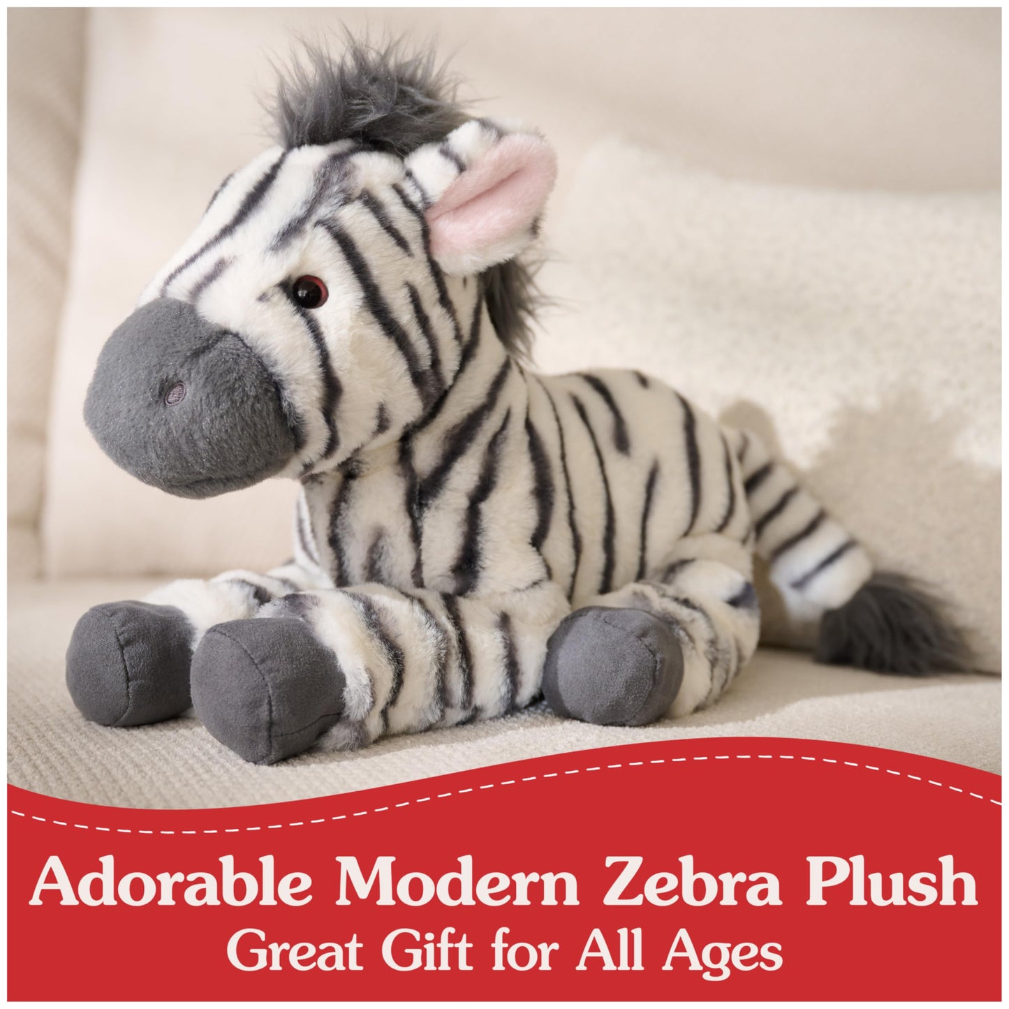 GUND Gemma Zebra Plush, Zebra Stuffed Animal for Ages 1 and Up, Gray/White, 12"
