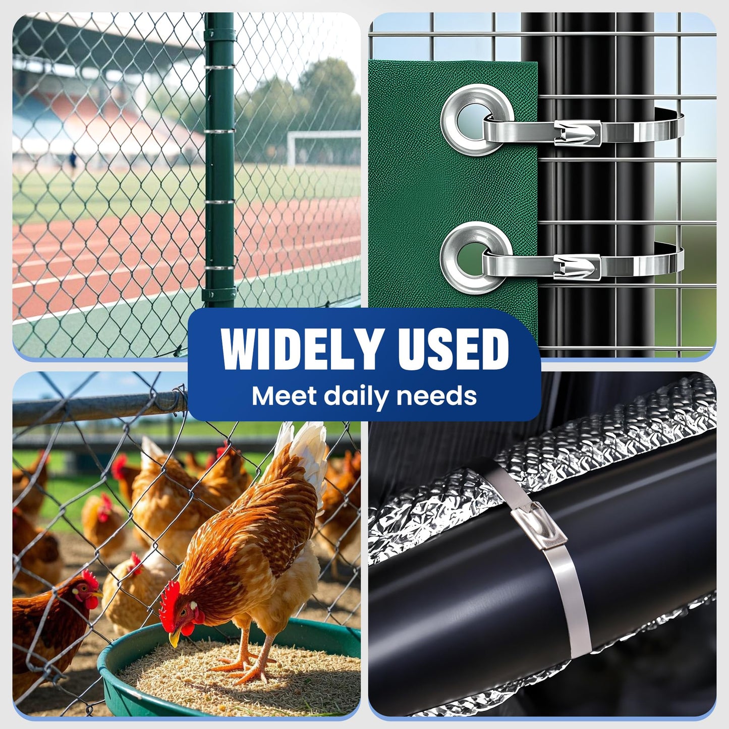 Stainless Steel Cable Tie Gun Kit with 150PCS Ties - Special Tool for Fastening and Cutting Metal Cable Ties- Ideal for Chain Link Fence, Dog Fence, Chicken Wire, Outdoor Fencing