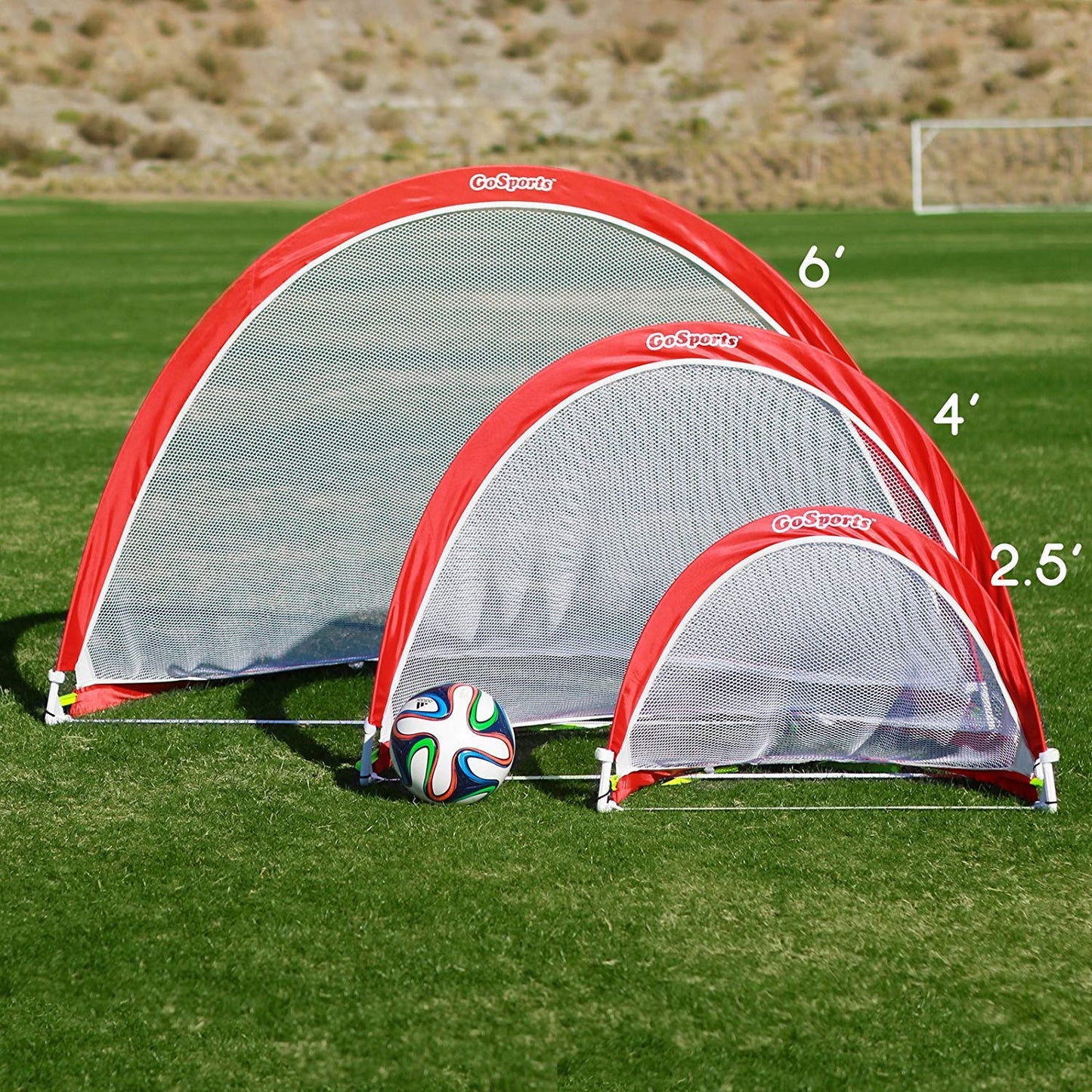 GoSports Portable Pop Up Soccer Goals for Backyard - Kids & Adults - Set of Two 4 ft Nets with Agility Training Cones and Carrying Case