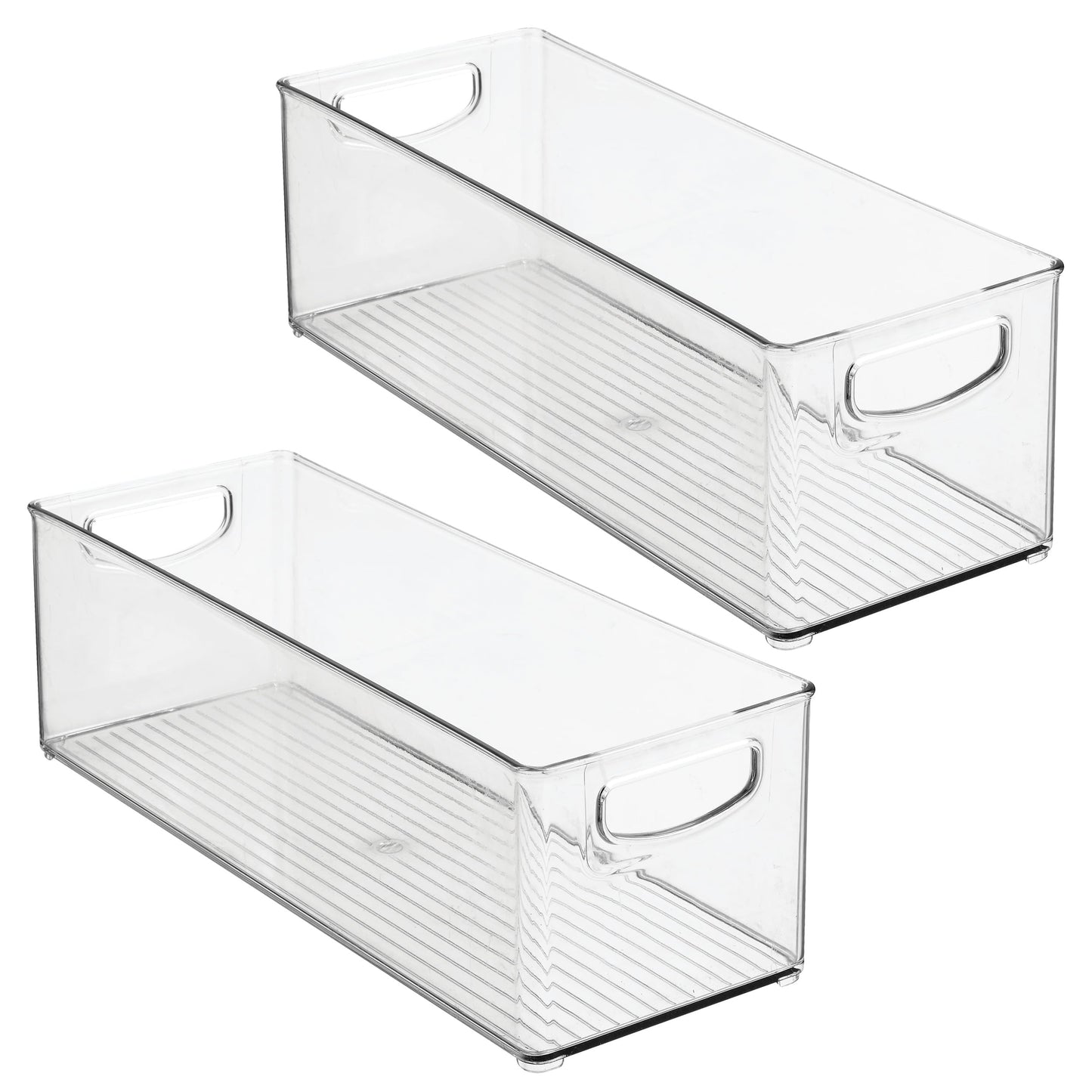 iDesign Plastic Stackable Pantry Bin for Kitchen Cabinets or Fridge, Set of 2, Clear, Made in USA