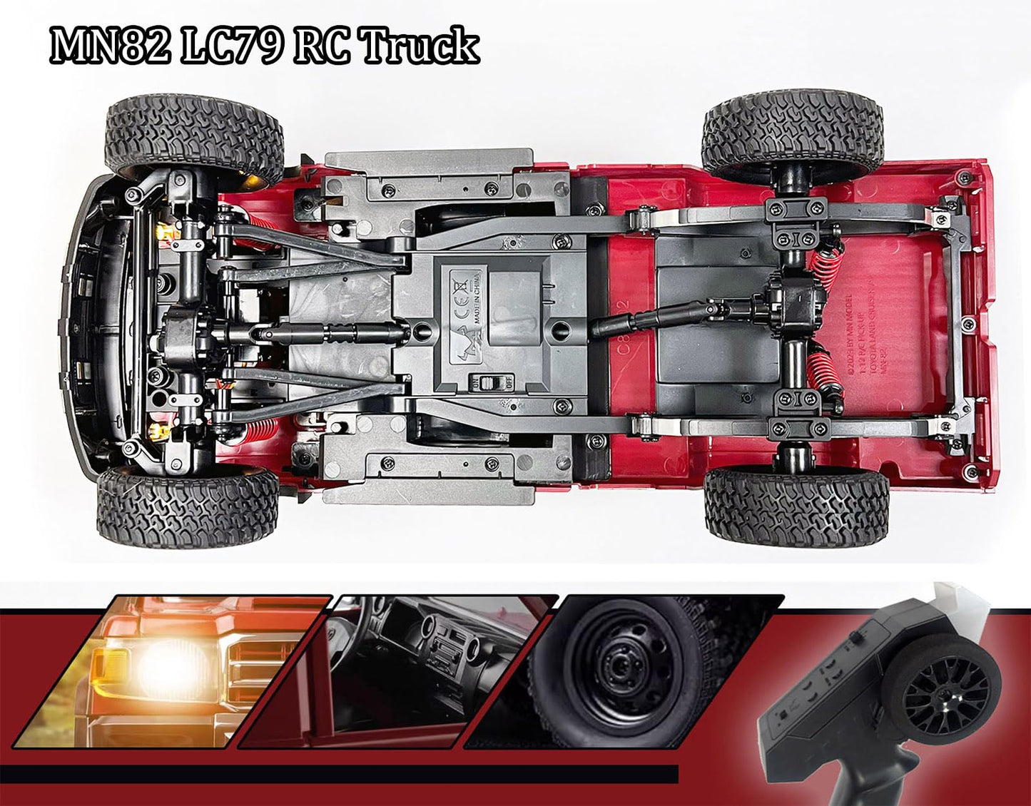 HLSFWDRIVE RC Rock Crawler RC Truck 4x4 Toyota LC79 RC Crawler 1/12 Off Road Pickup Remote Control 2.4Ghz All Terrain 280 Brushed Motor Proportional Throttle Steering RTR Hobby Toy Adult MN-82