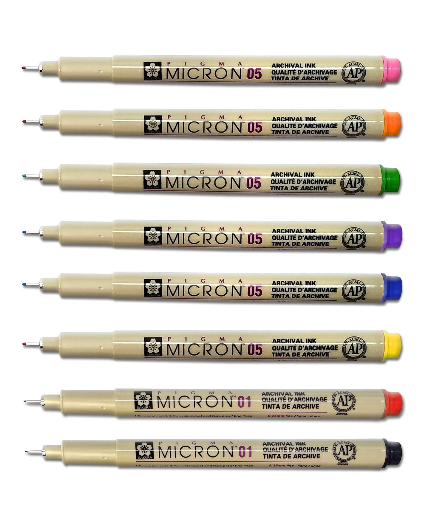 G.T. Luscombe Company, Inc. Pigma Micron 01 Fine & 05 Medium Point Bible Study Pen Kit | No Smearing or Fading | Bible Safe | Artist Pens | No Bleed Pigmented Ink (Set of 8)