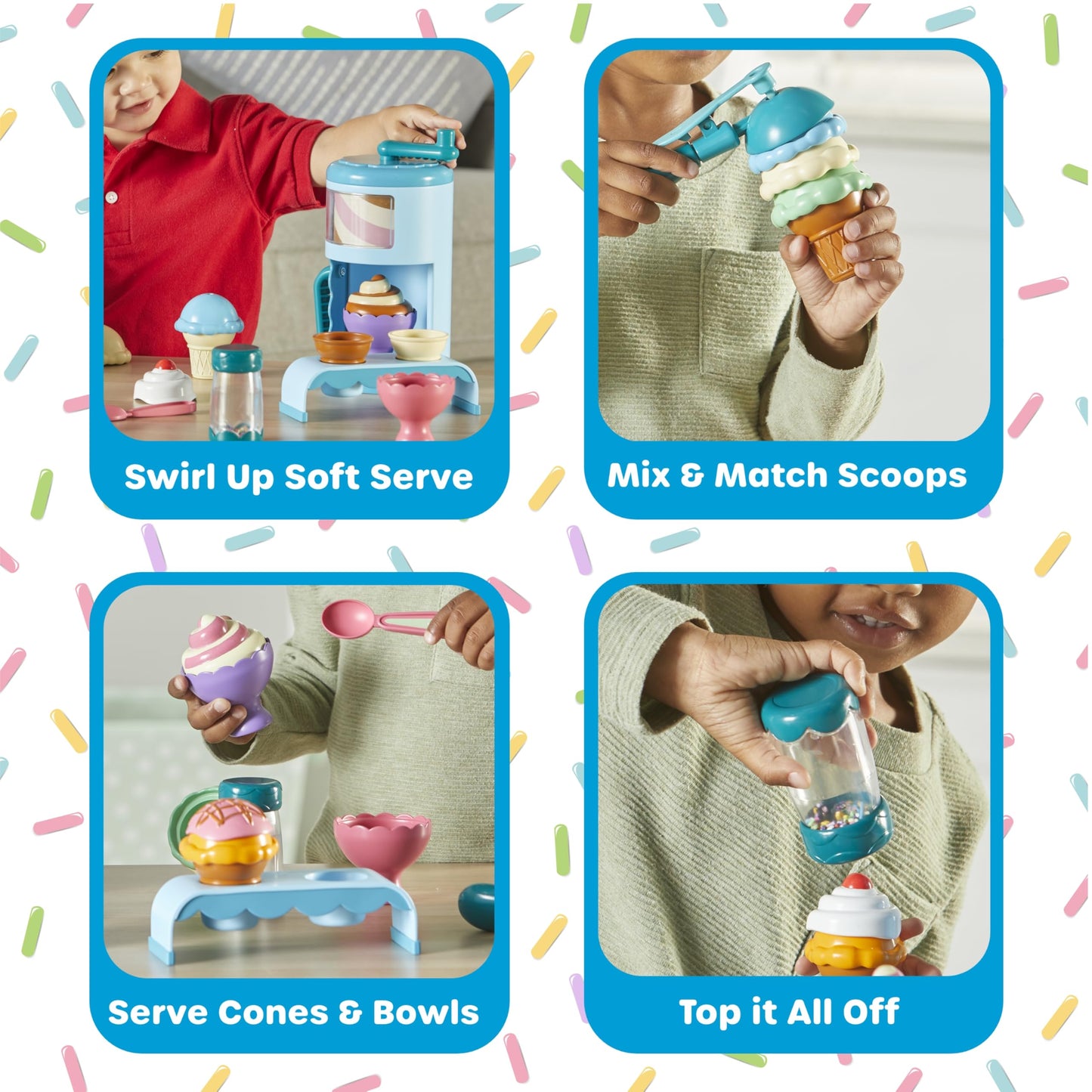 Learning Resources Swirly Scoops Ice Cream Shoppe, Ice Scoop, Swirl Ice Cream Machine, Play Cones, Play Food, Toddler Food, Toddler Learning, Pretend Play, Preschool Toys, Pretend Kitchen Playset