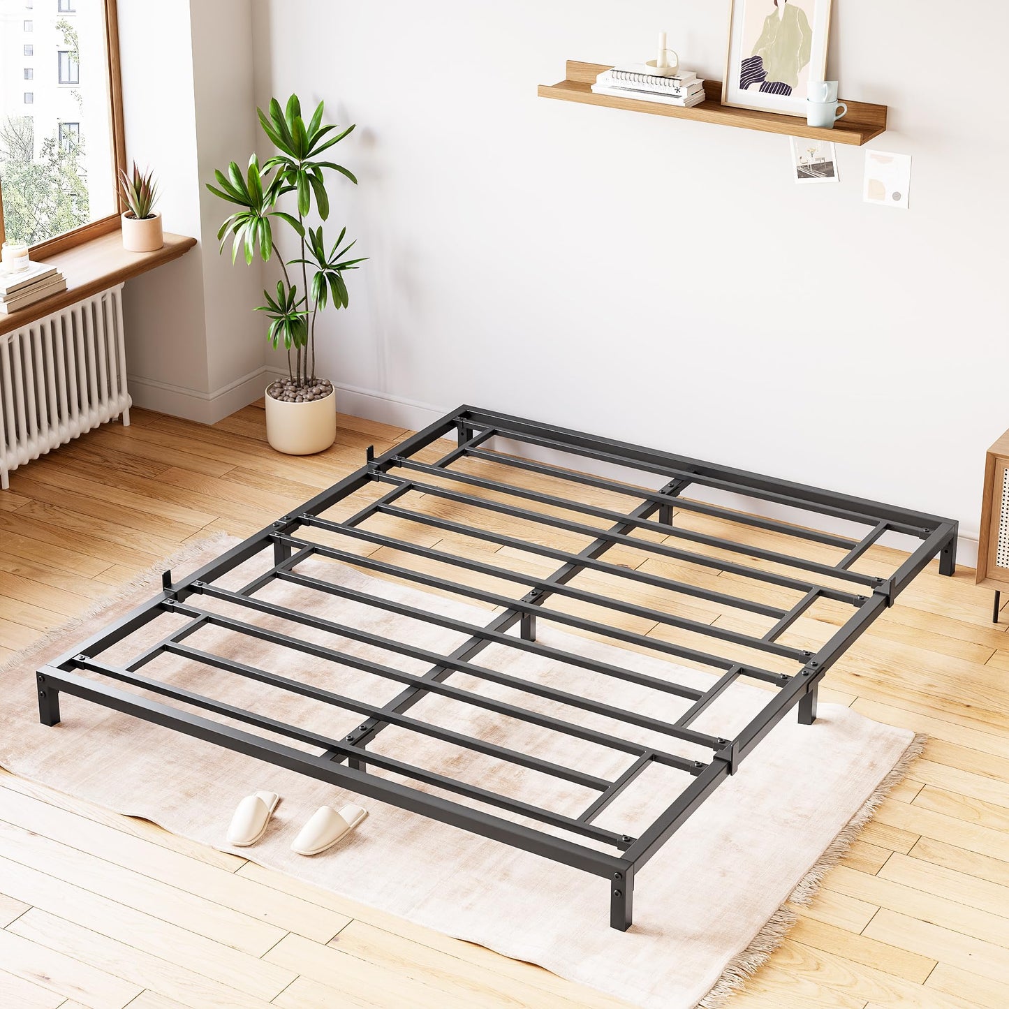 IDEALHOUSE 8 Inch Full Bed Frame No Box Spring Needed, Heavy Duty Metal Platform Bed Frame Full Size for Bedroom Easy Assembly, Noise Free, Black, Full