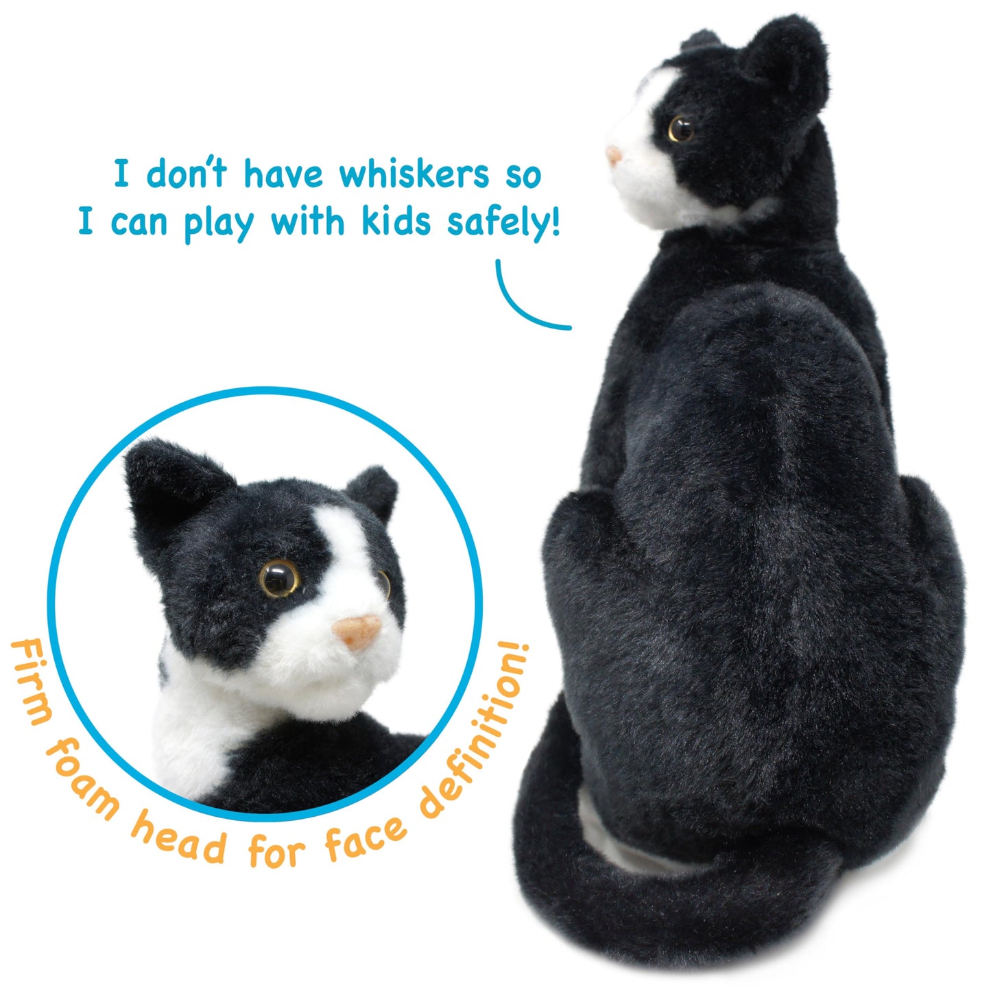 VIAHART Tate The Tuxedo Cat - 14 Inch Stuffed Animal Plush Black and White Kitten - by TigerHart Toys