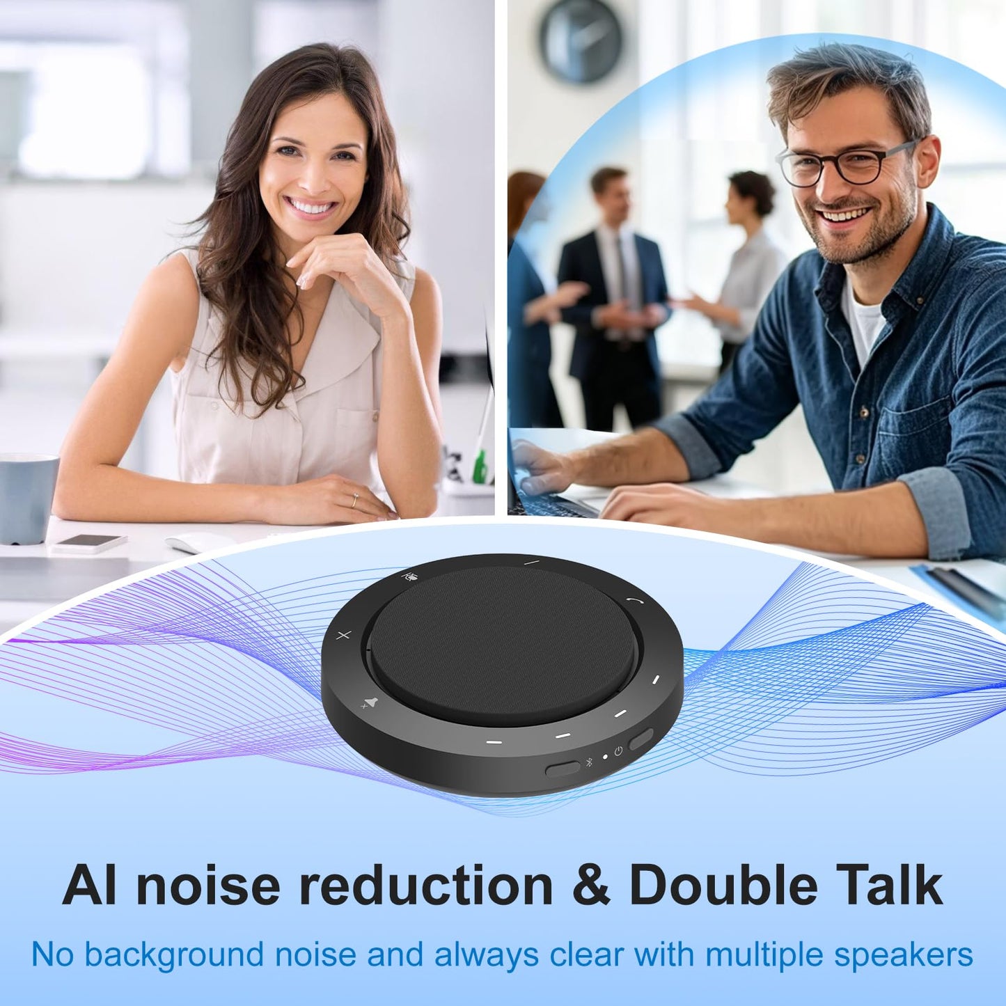 N newline Conference Speaker and Microphone, Dual Al Mics with 360° Voice Pickup & Clear Sound, 10-14H Call Time, Bluetooth & USB-C/A Connection, Speakerphone for 1-6 People, Small Teams & Home Office